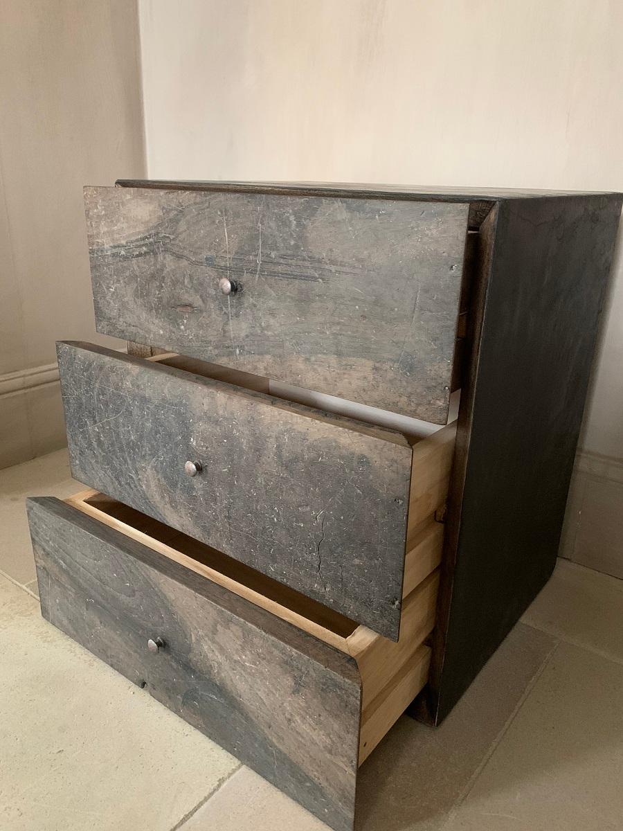 Sideboard Nightstand Reclaimed Wood and Marble Plaster 4