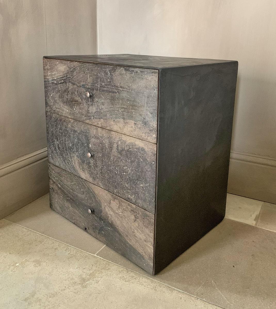 Sideboard Nightstand Reclaimed Wood and Marble Plaster 1