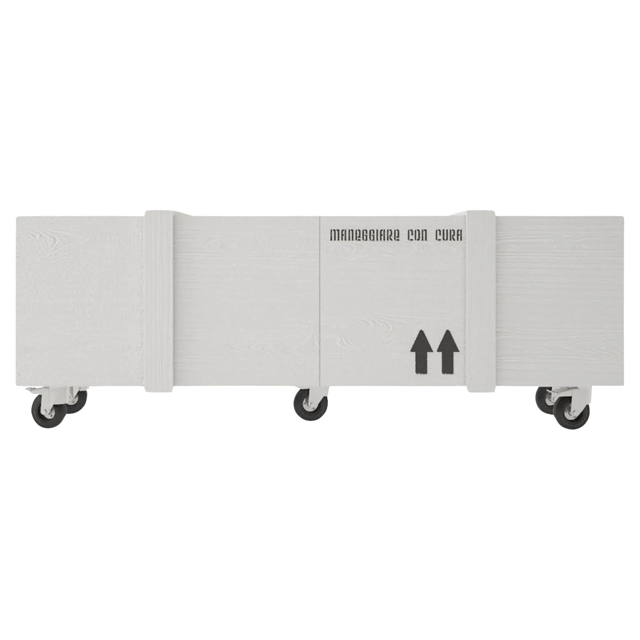 Sideboard on Wheels / Storage Cabinet on Wheels Minotti Italia Fragile - White in vendita