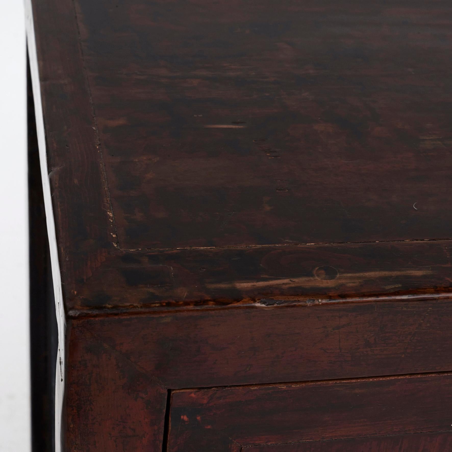 Elm Sideboard, Original Red Lacquer