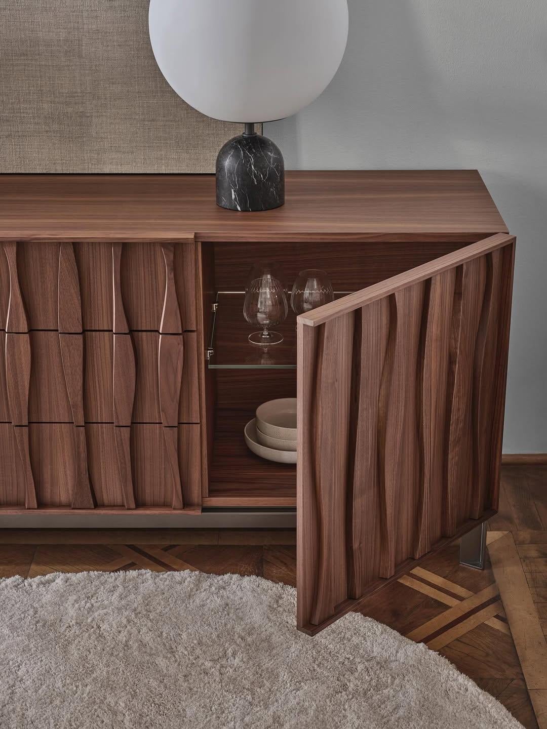 Sideboard Porada Masai design M.Marconato T.Zappa - Canaletta walnut In condizioni Nuovo in vendita a Alcamo, IT