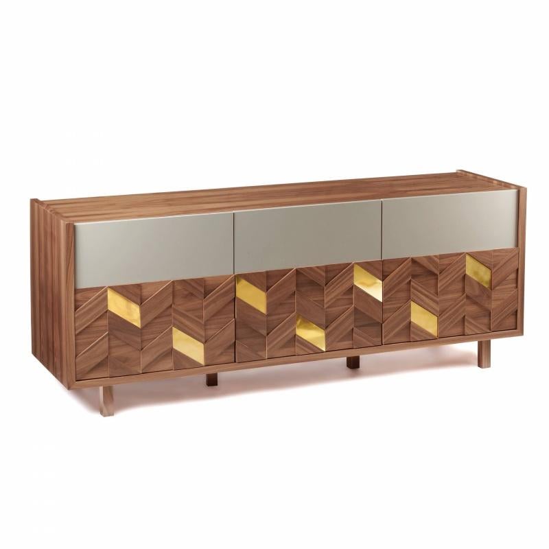 Mid-Century Modern Sideboard Samoa in Iron Wood, Brass and Lacquer For Sale