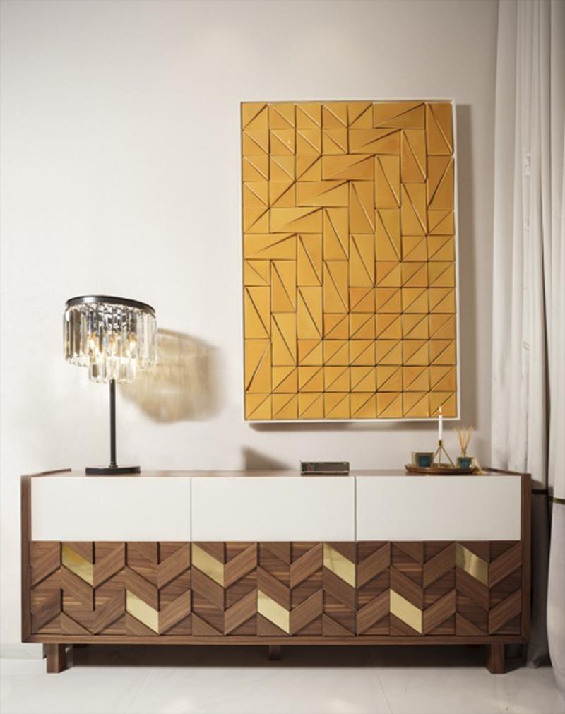 Laccato Credenza Samoa in legno di ferro, ottone e lacca in vendita