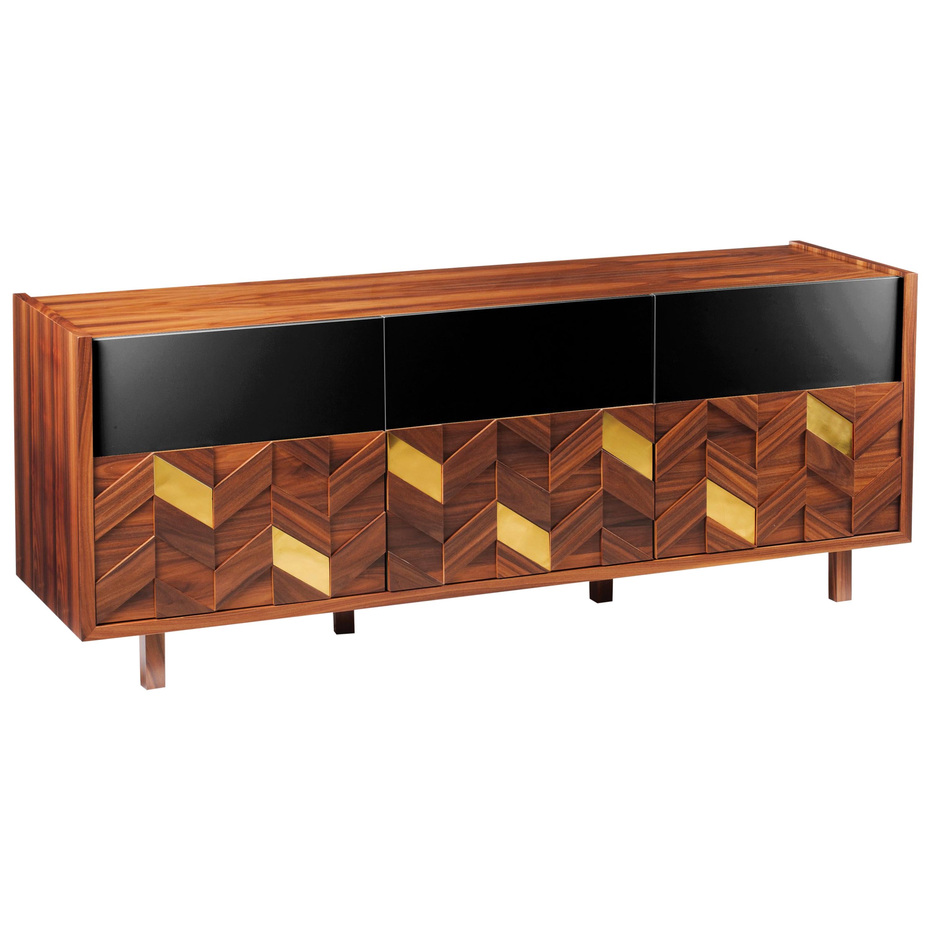 Sideboard Samoa in Iron Wood, Brass and Lacquer