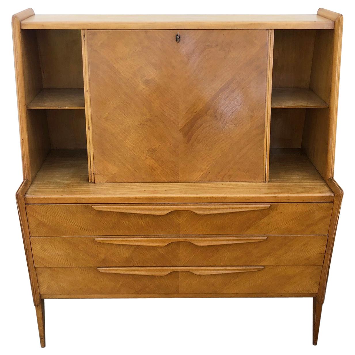 Sideboard Skandinavisches Design Esche 1970 Wabenförmige mit Klappe Schubladen in natürlicher Farbe im Angebot