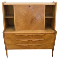 Sideboard Scandinavian Design Ash 1970 Honeycomb with Flap Drawers Natural Color