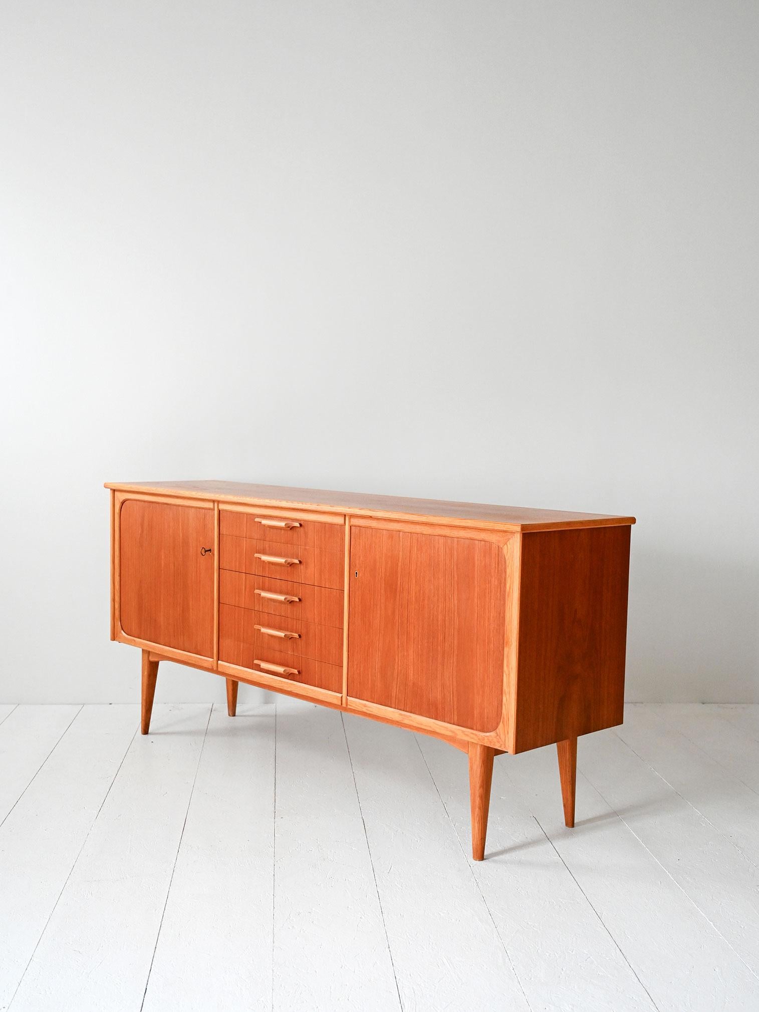 Mid-20th Century Scandinavian 1950s teak and oak sideboard For Sale