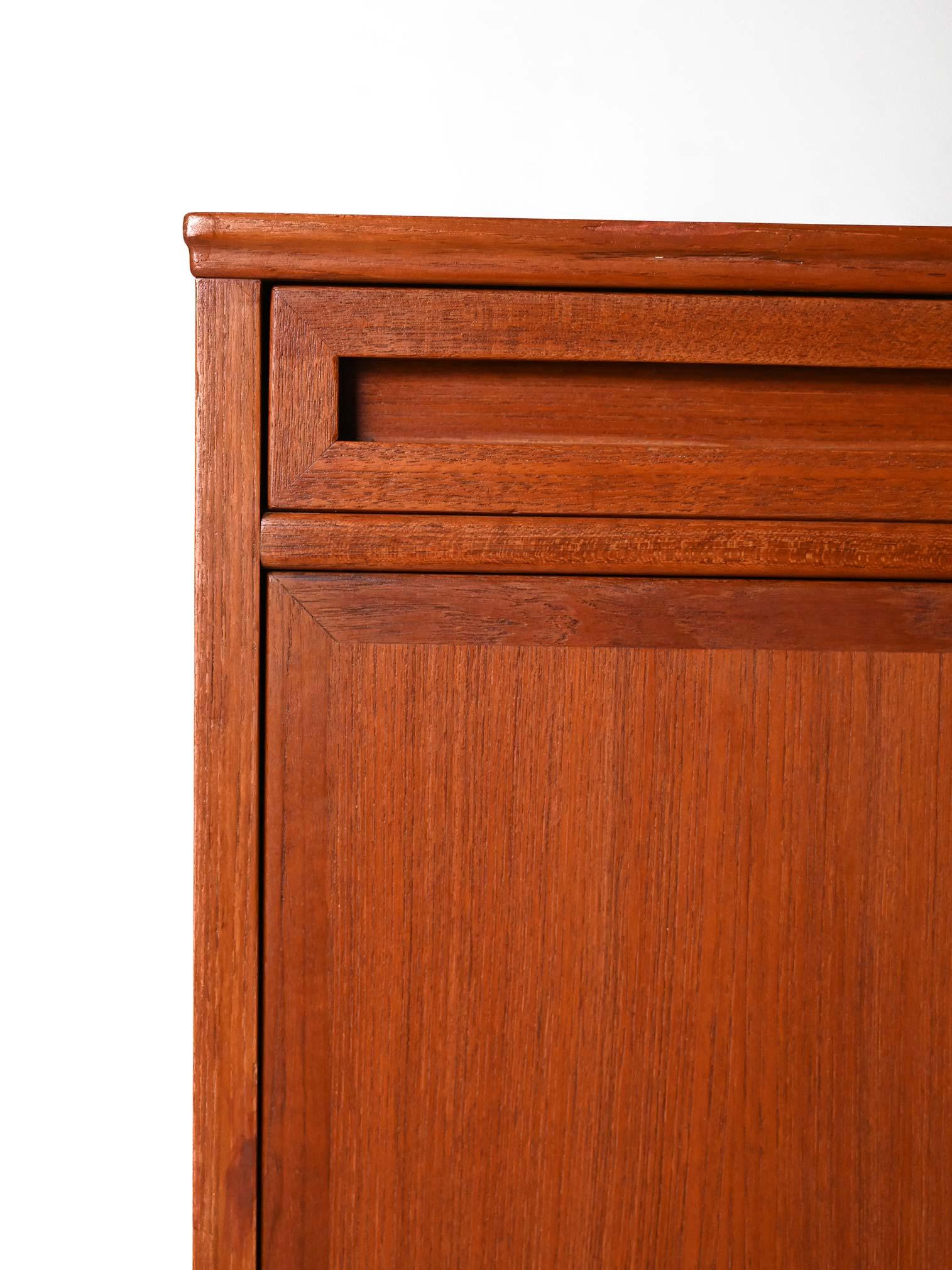 Teak Scandinavian teak sideboard with doors and drawers For Sale