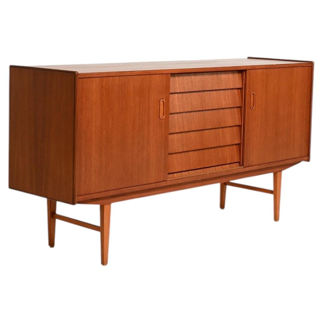 Scandinavian teak sideboard with tile-style drawers, 1960s
