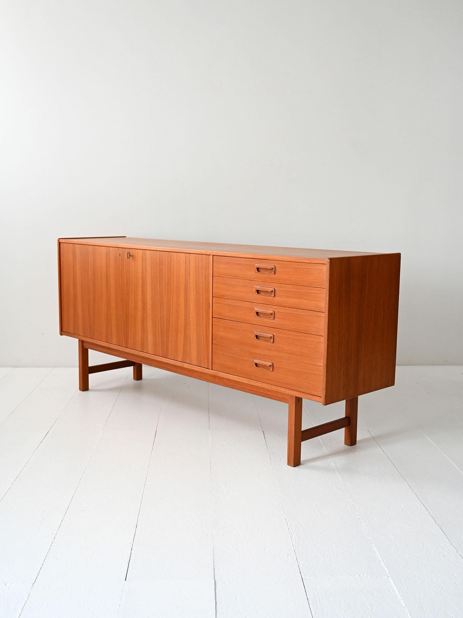 Mid-20th Century Scandinavian vintage sideboard with hinged doors For Sale