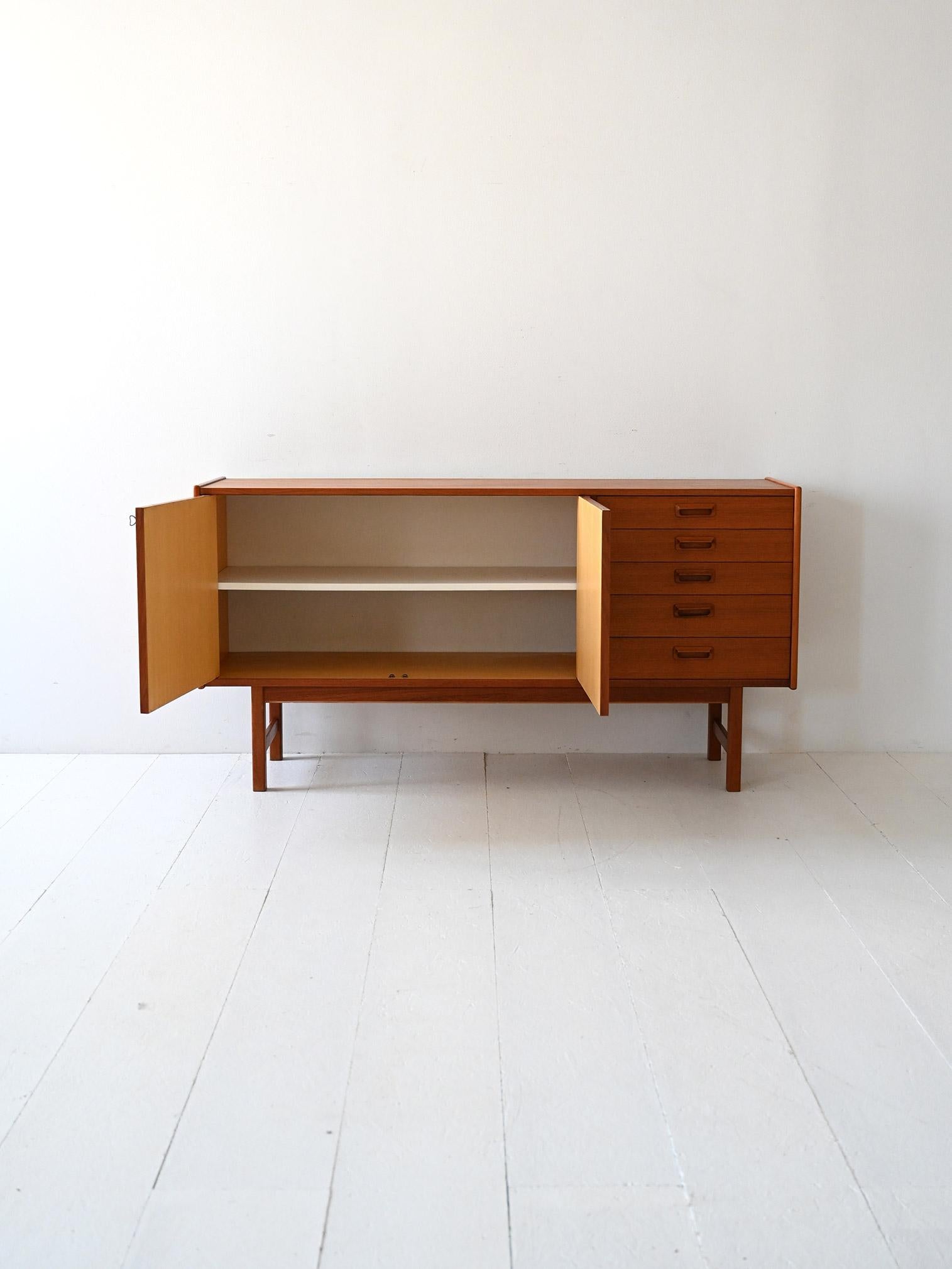 Scandinavian Modern Scandinavian vintage teak sideboard with overhanging drawers For Sale