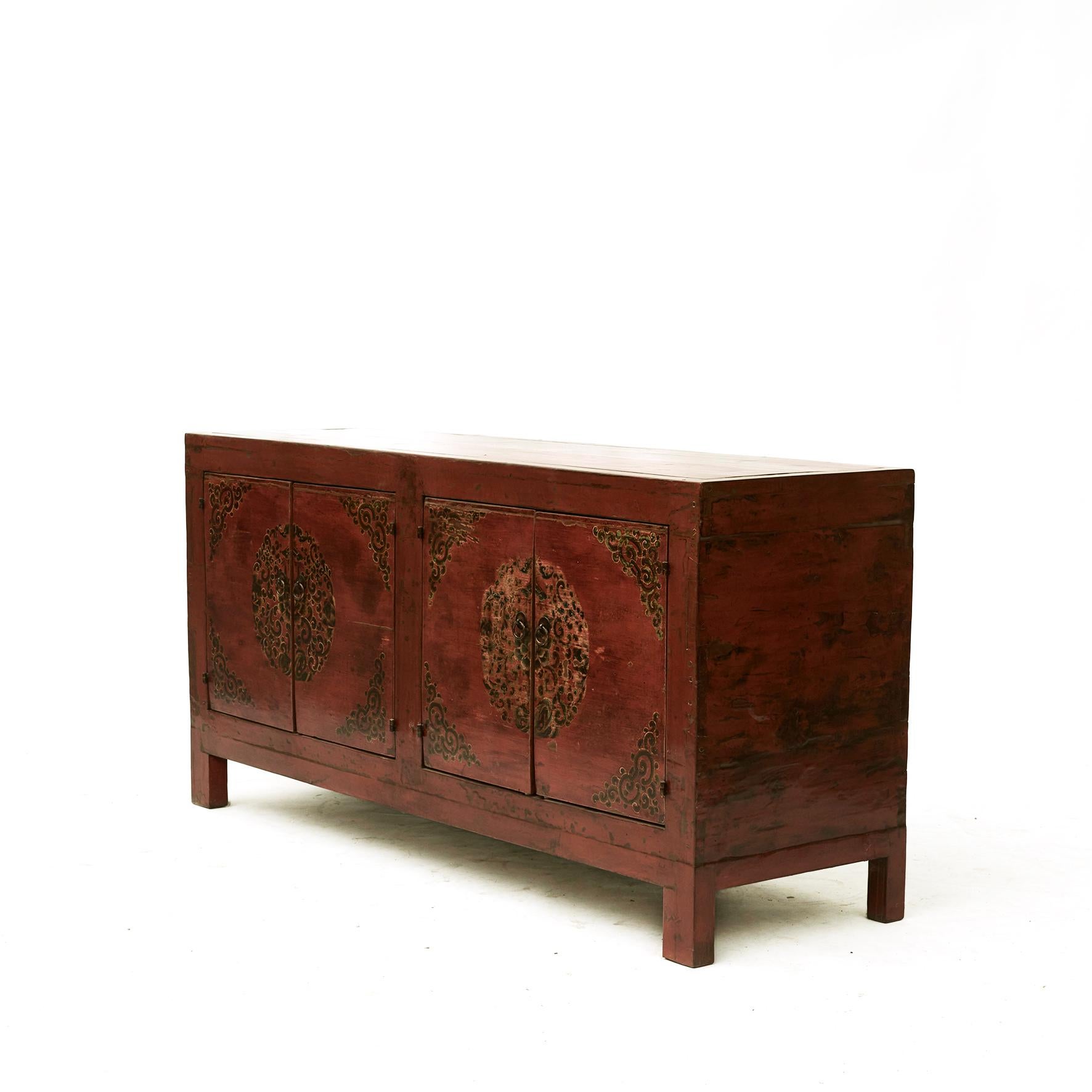 Qing Lacquered Sideboard with Decorations, Shandong Province China For Sale