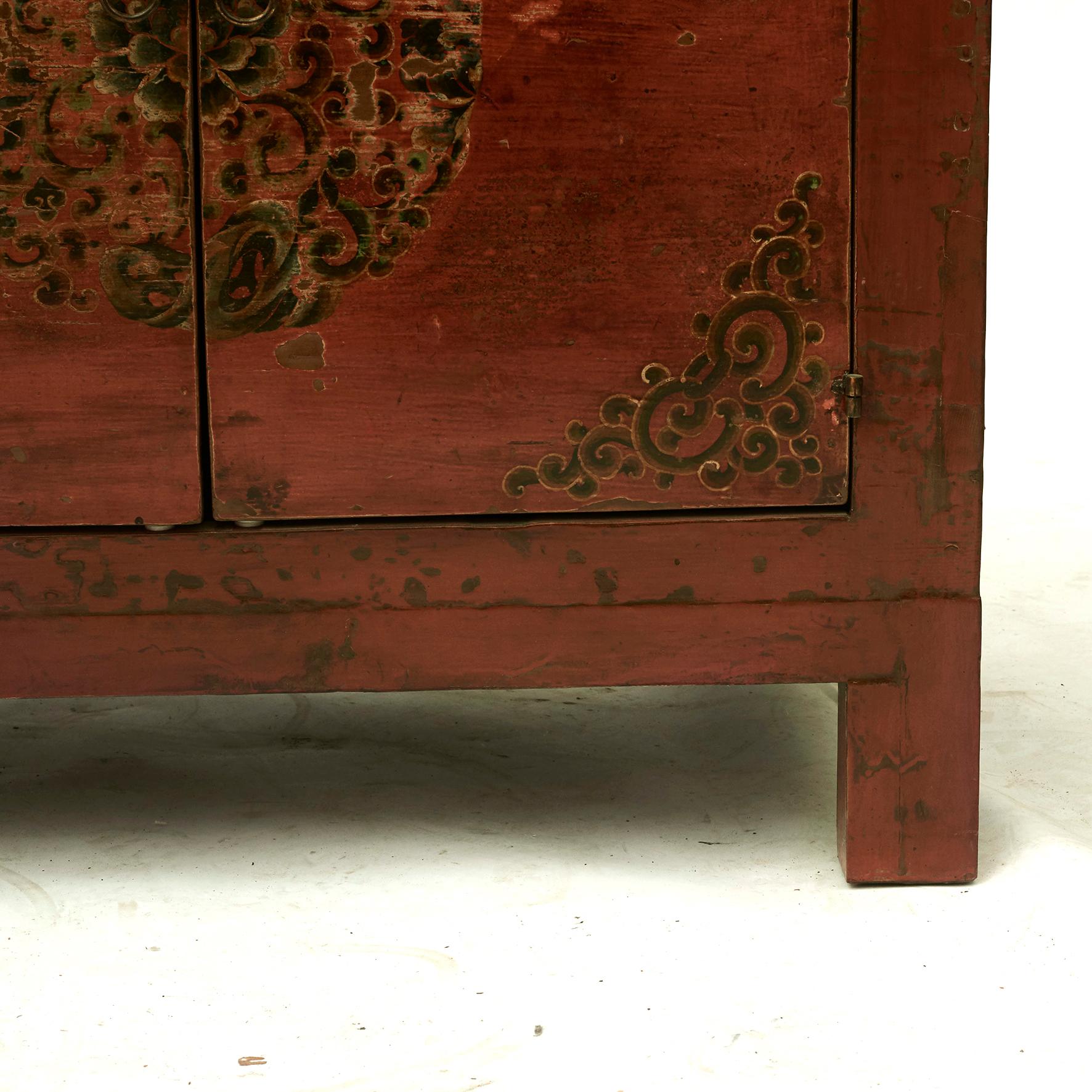 19th Century Lacquered Sideboard with Decorations, Shandong Province China For Sale