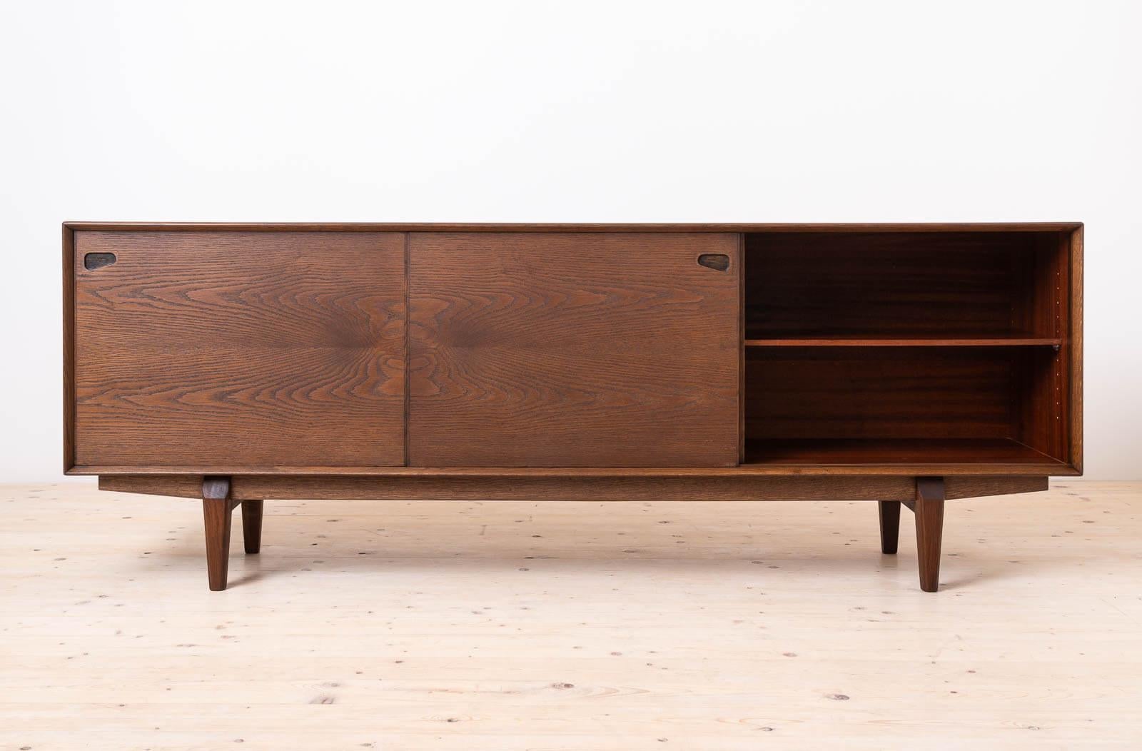 Scandinavian Modern Sideboard, Skovby Møbler, Model 65, Chocolate Brown Stained Oak, Danish Design For Sale