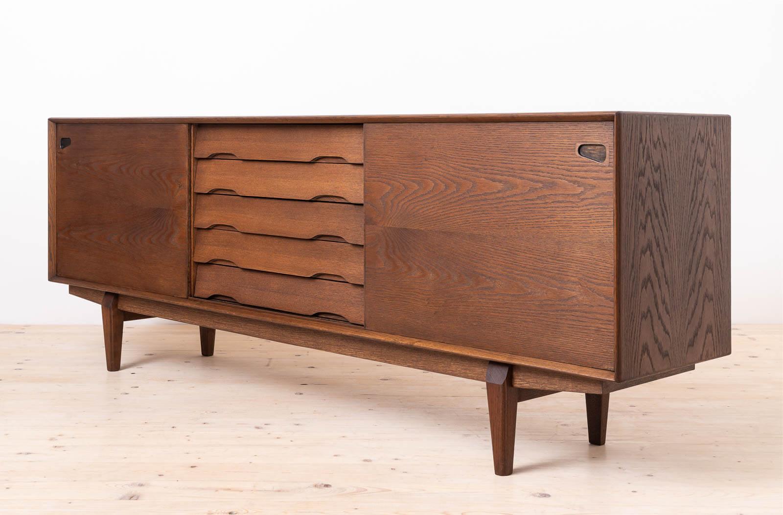 Sideboard, Skovby Møbler, Model 65, Chocolate Brown Stained Oak, Danish Design In Good Condition For Sale In Wrocław, Poland