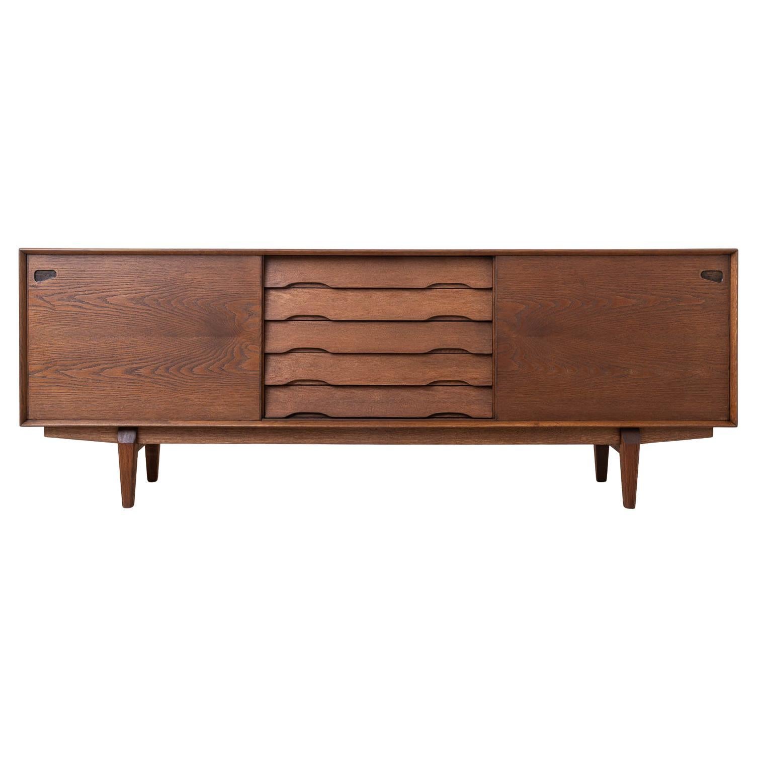Sideboard, Skovby Møbler, Model 65, Chocolate Brown Stained Oak, Danish Design For Sale