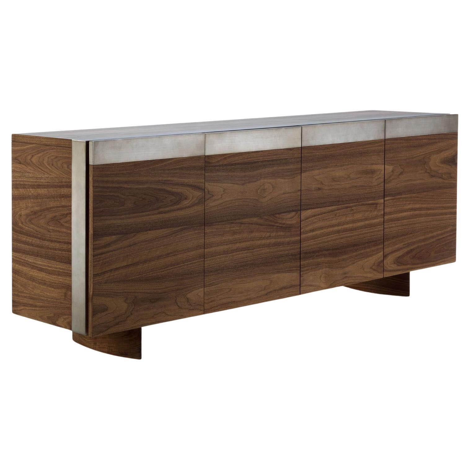 Sideboard / Storage cabinet Riva 1920 Linear design David Knott - Walnut For Sale
