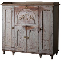 Antique Sideboard Swedish Rustic White Painted Neoclassical, 19th Century, Sweden