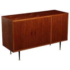 Sideboard, Teak Veneer Brass and Metal, Italy 1960s Italian Production