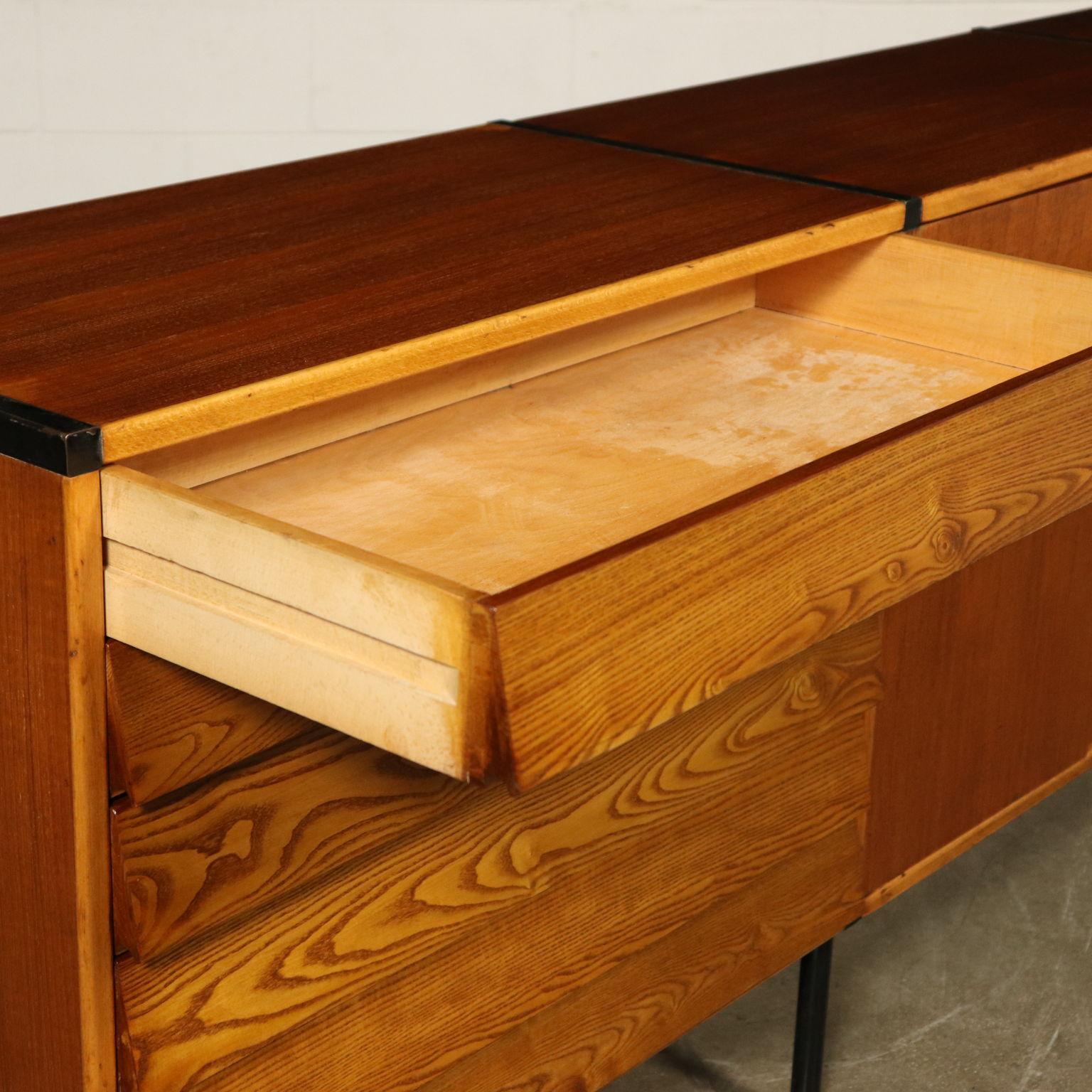 Italian Sideboard Teak Veneer Solid Oak Vintage, Italy, 1960s