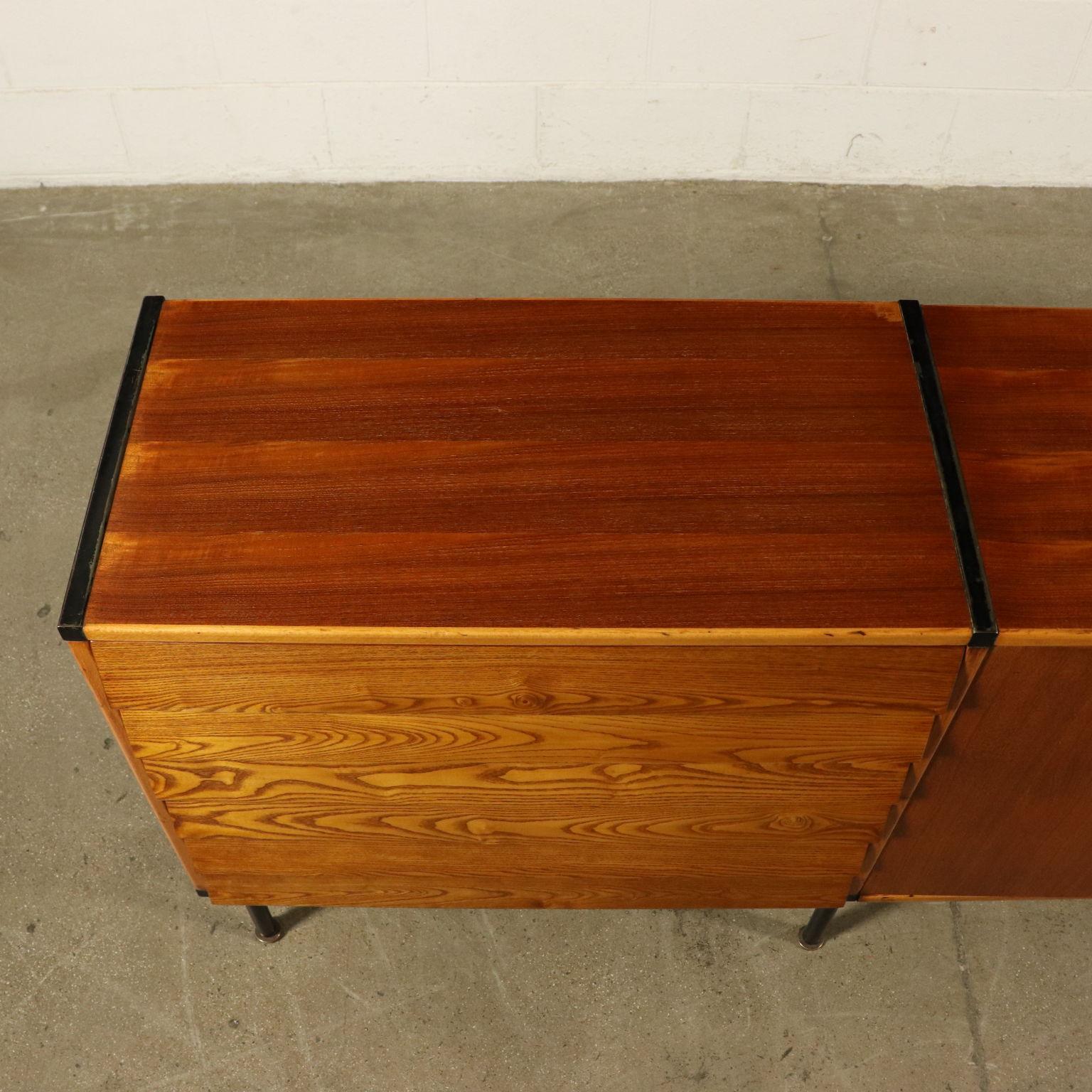 Sideboard Teak Veneer Solid Oak Vintage, Italy, 1960s 2