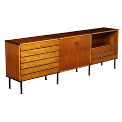 Sideboard Teak Veneer Solid Oak Vintage, Italy, 1960s