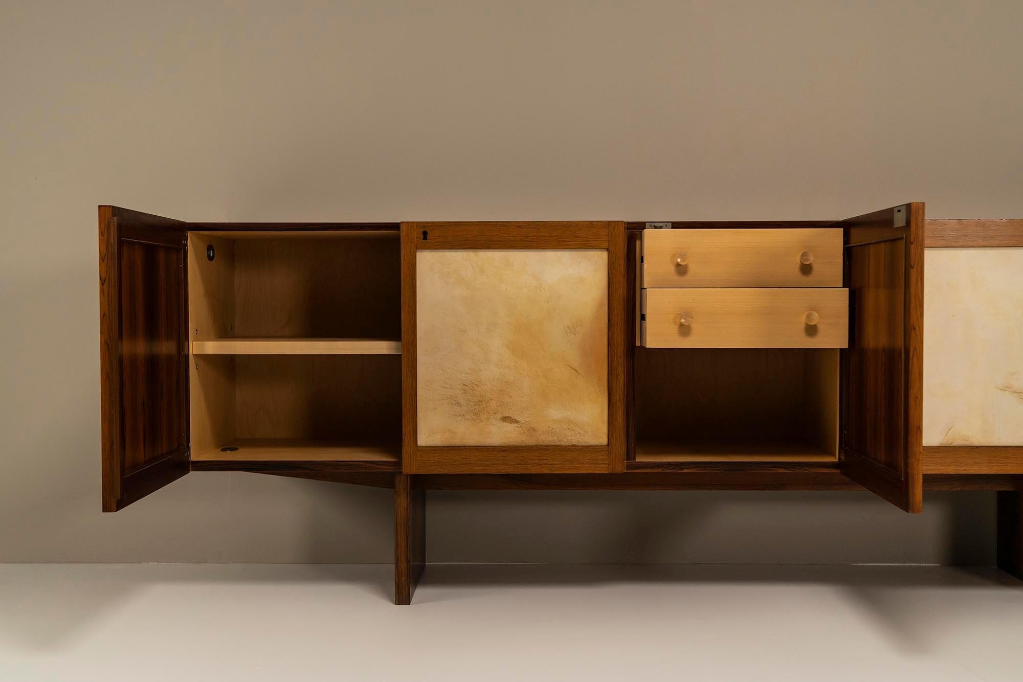 Sideboard Veneered in Rosewood and Goatskin Parchment, Italy, 1950s 2