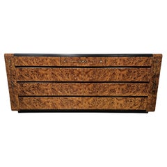 Vintage sideboard with 9 drawers lined with briarwood and decorations 20th century 1990