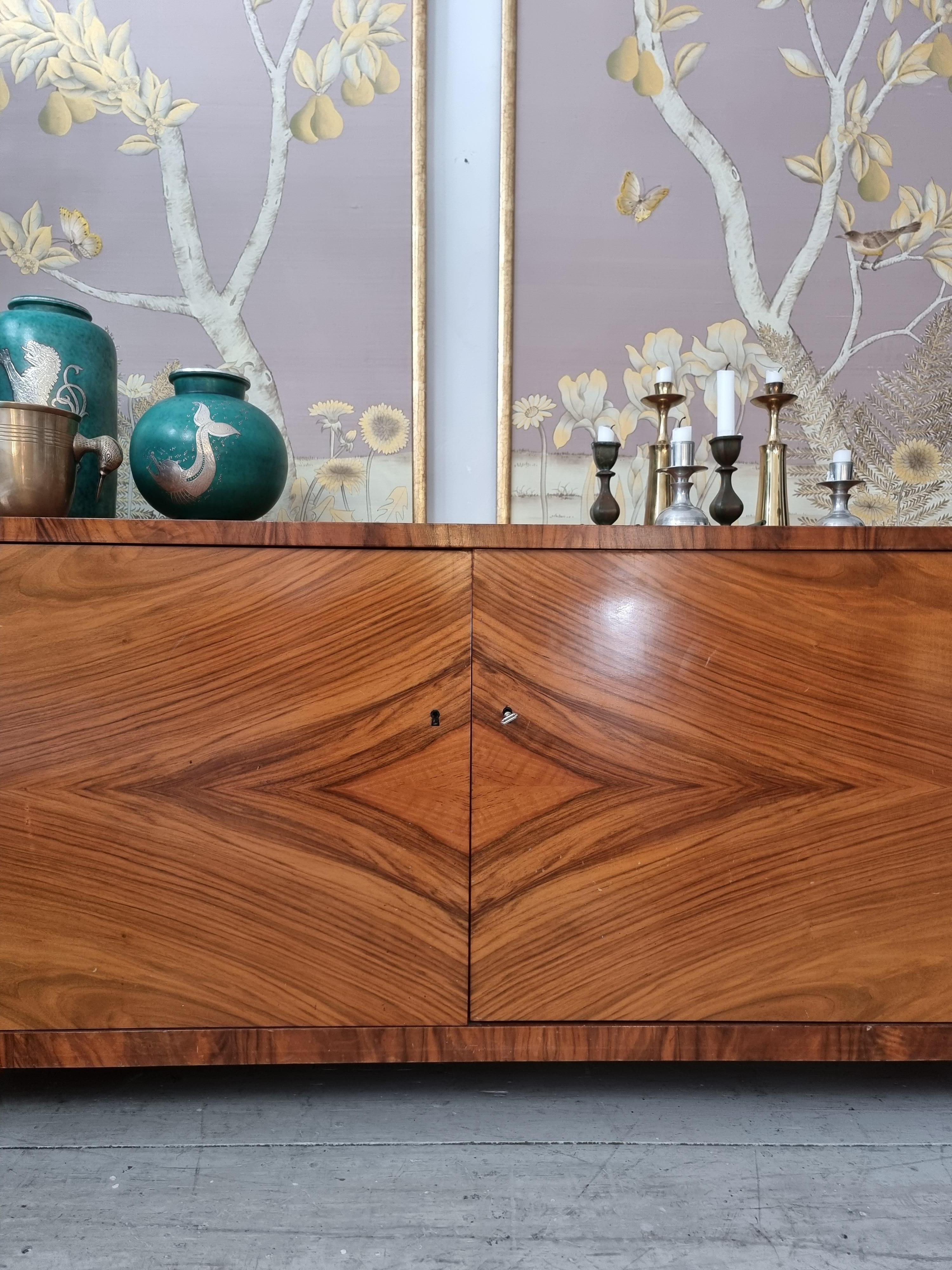 Veneer Sideboard, walnut, Swedish / Scandinavian Modern 1940s. For Sale