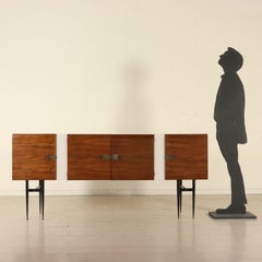 Sideboard Walnut Veneer Brass Vintage, Italy, 1950s-1960s