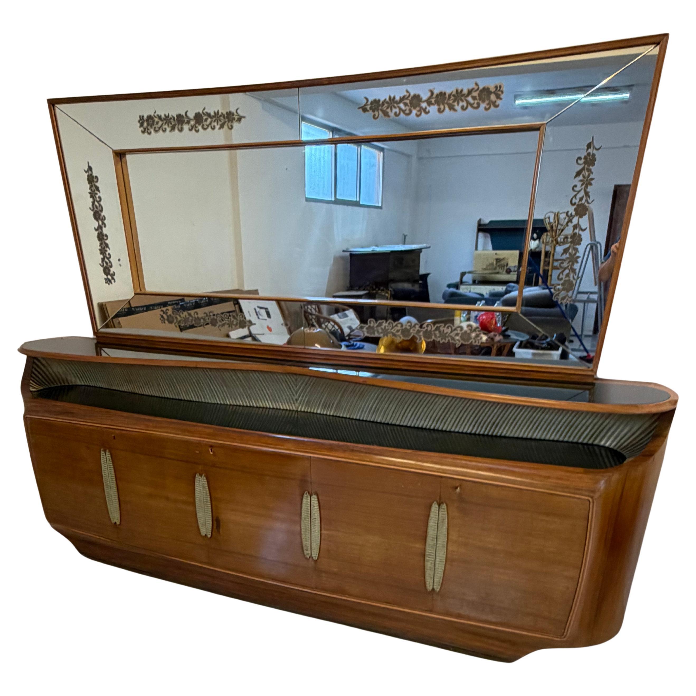 Sideboard with backlit mirror attributed to Vittorio Dassi, 1950s For Sale