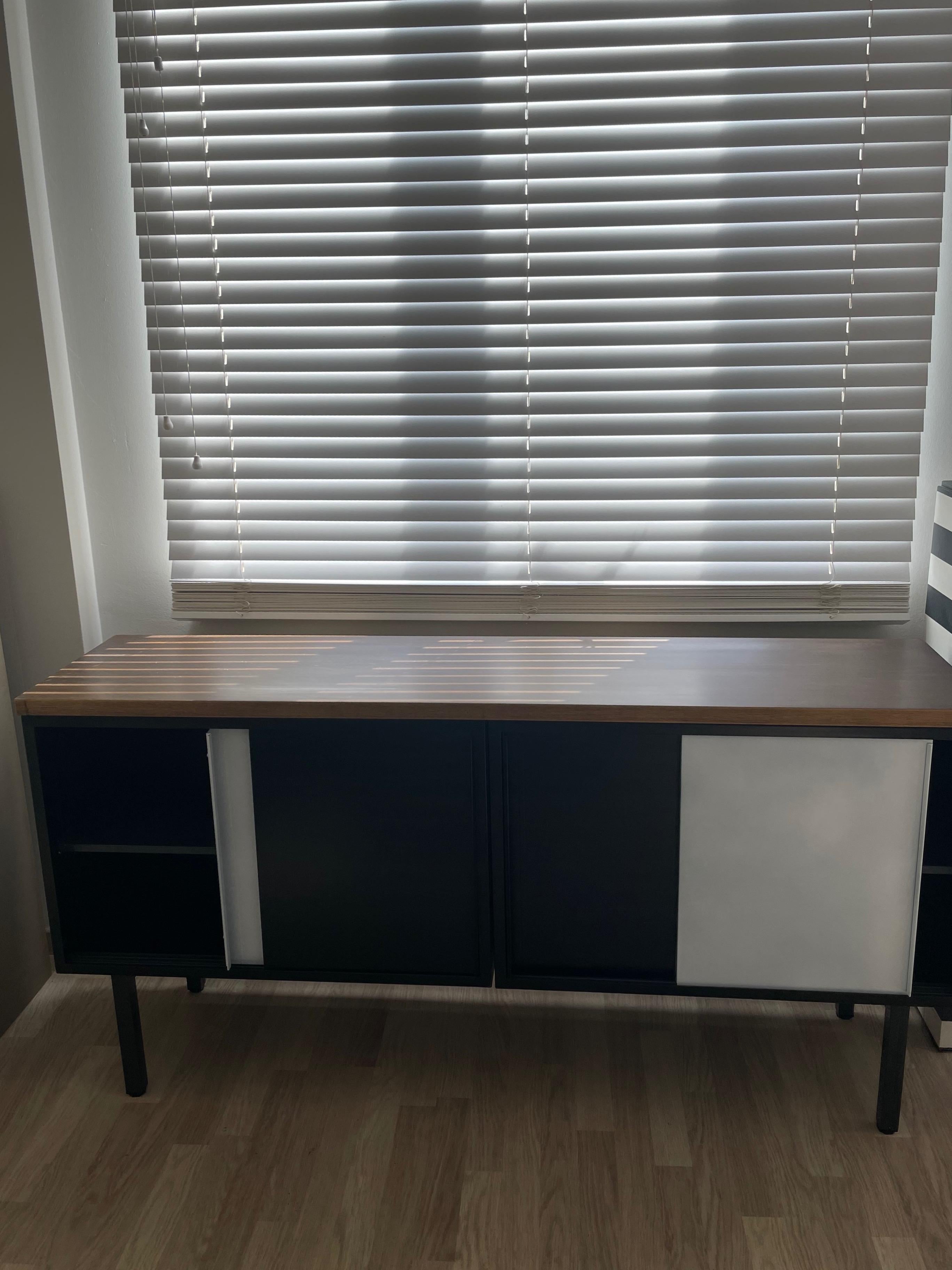 Sideboard with Black and White Metal Sliding Doors by Cees Brackman, Netherlands For Sale 1