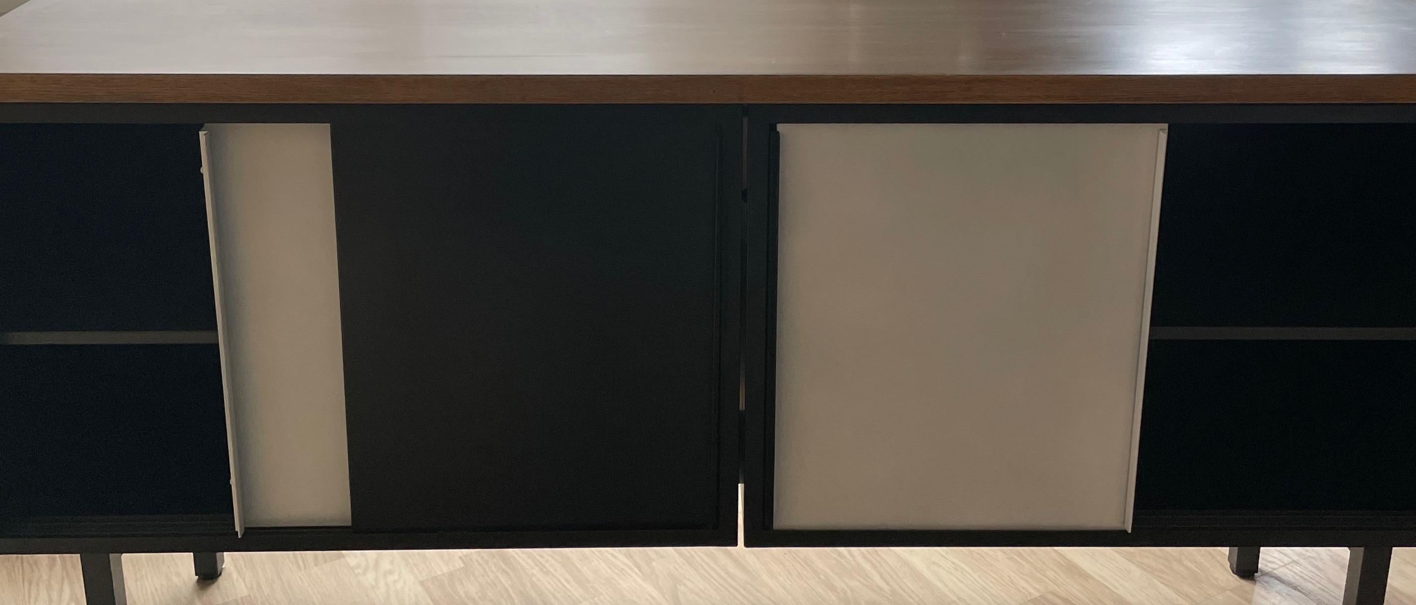 Sideboard with Black and White Metal Sliding Doors by Cees Brackman, Netherlands For Sale 2