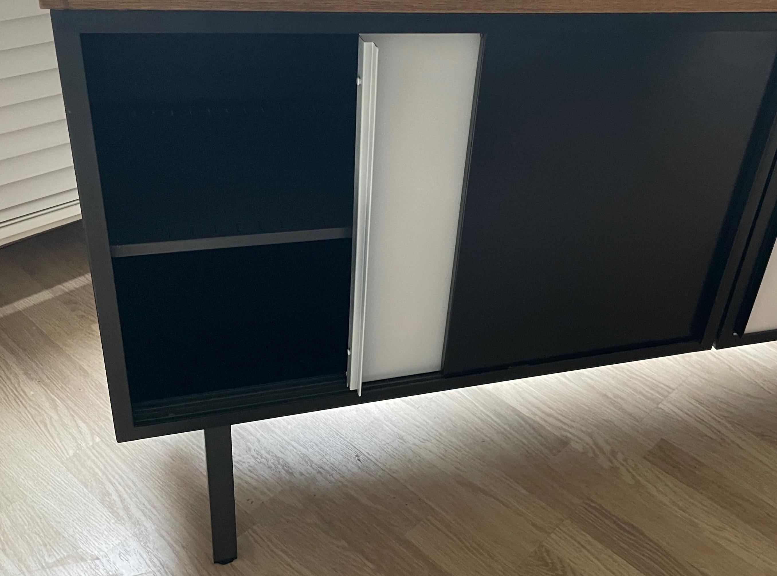 Sideboard with Black and White Metal Sliding Doors by Cees Brackman, Netherlands For Sale 5
