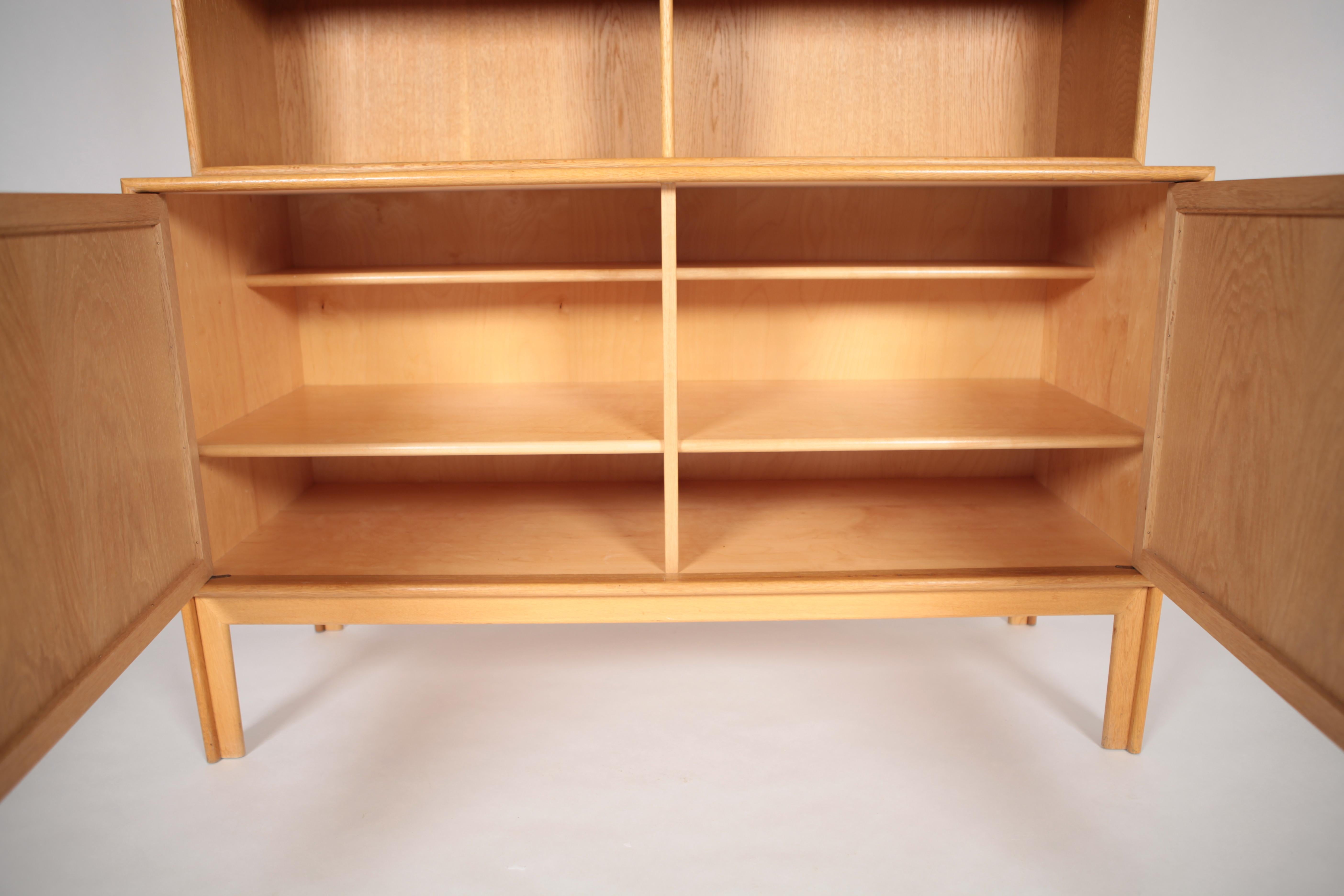 Rattan Sideboard with Bookcase in Oak and Cane by Alf Svensson, 1950s