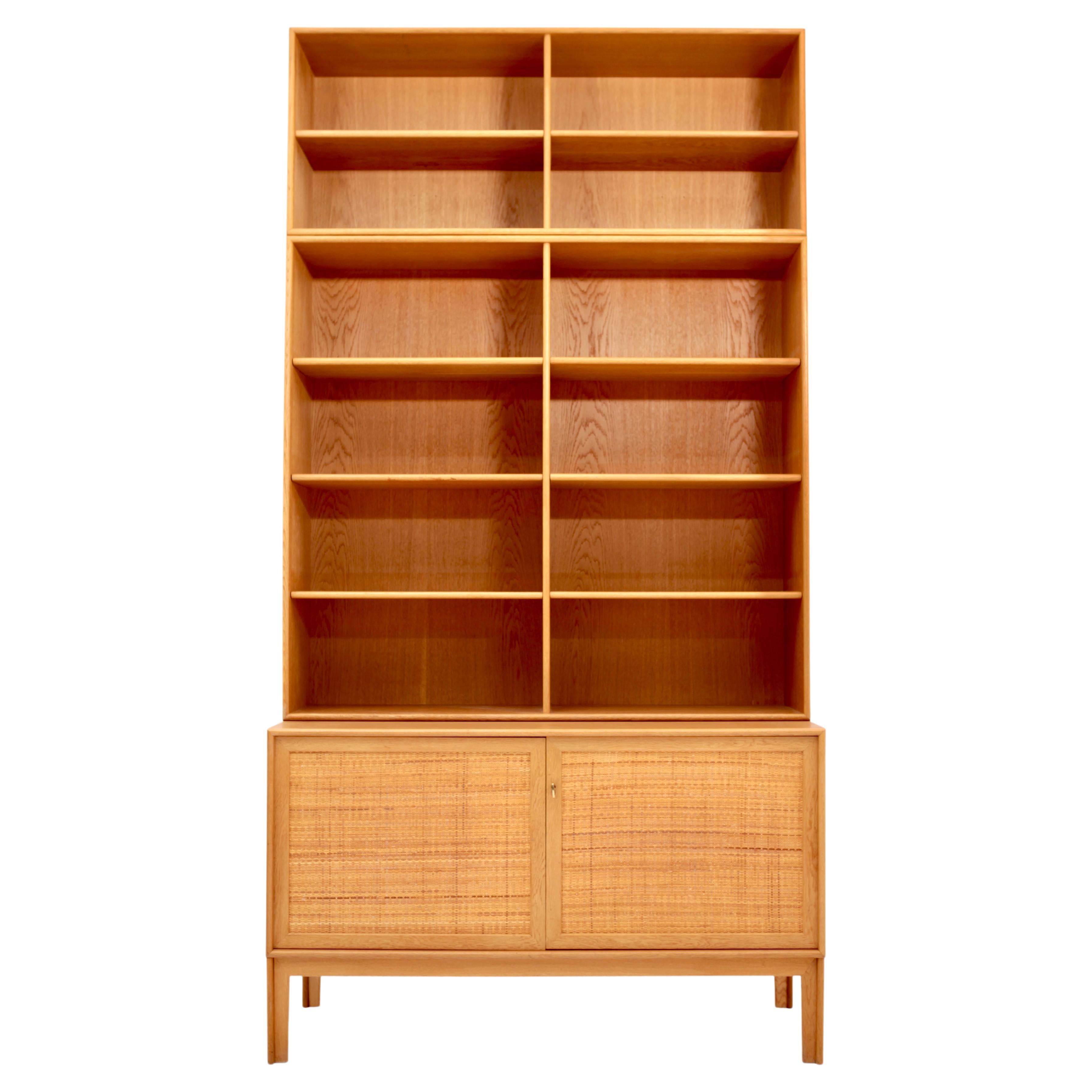 Sideboard with Bookcase in Oak and Cane by Alf Svensson, 1950s
