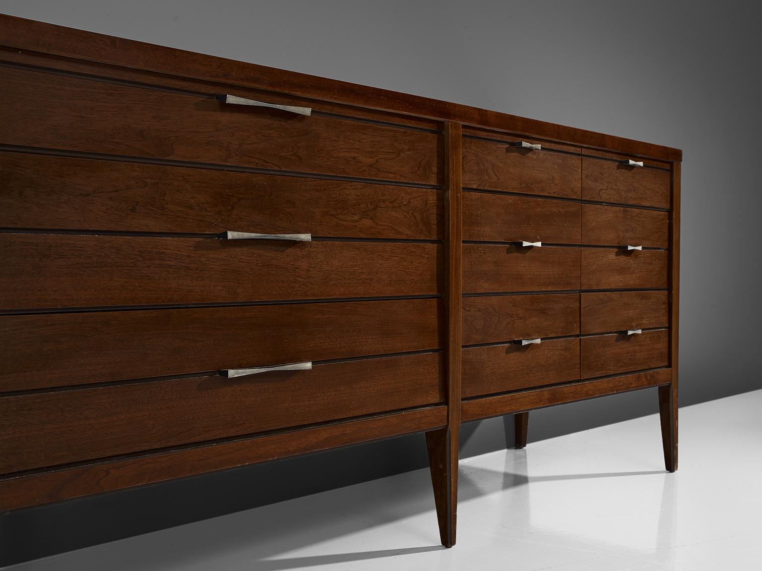 American Sideboard with Butterfly Details in Walnut and Rosewood, circa 1950