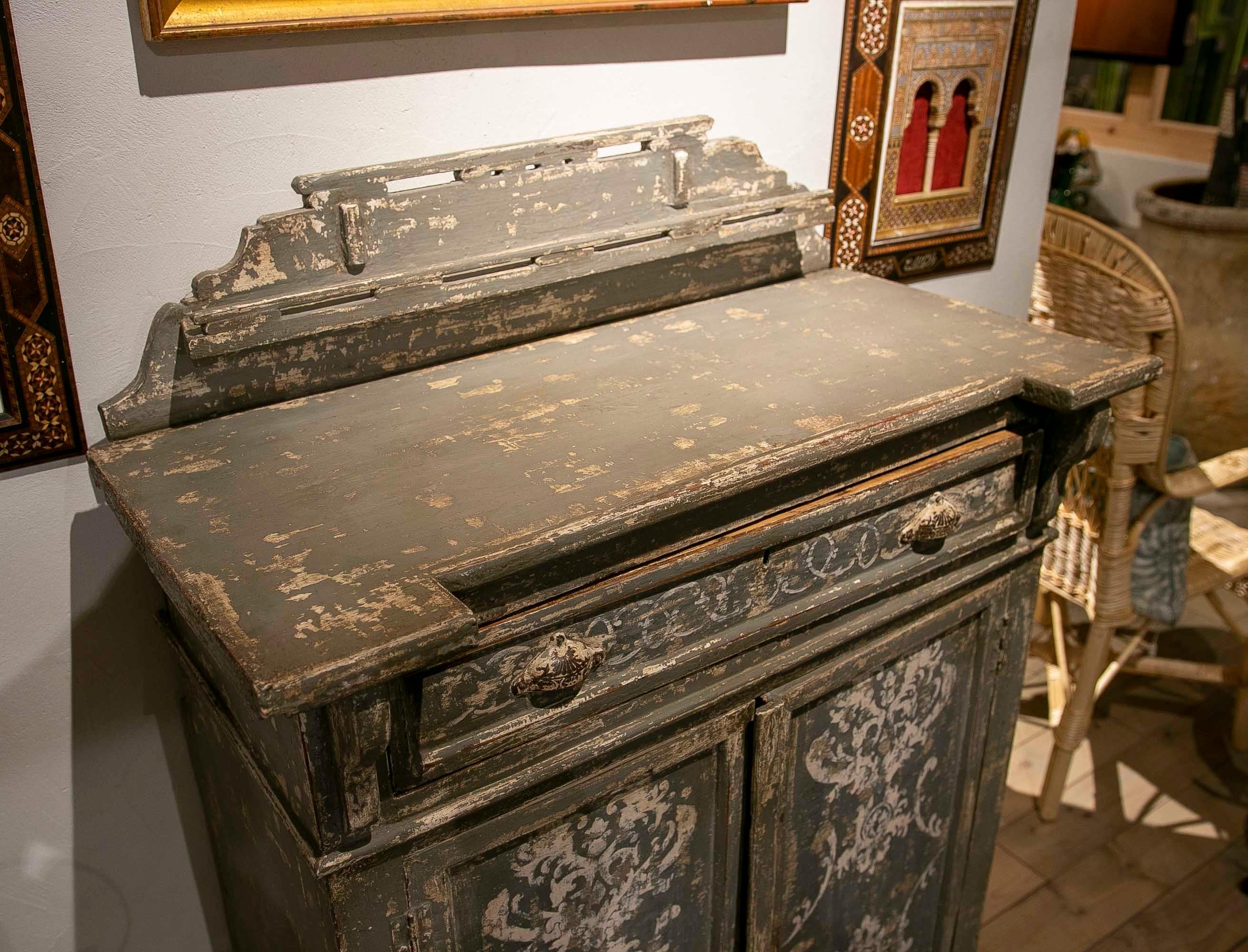 Sideboard with Doors and Polychrome Drawer in Grey and White Tones For Sale 11