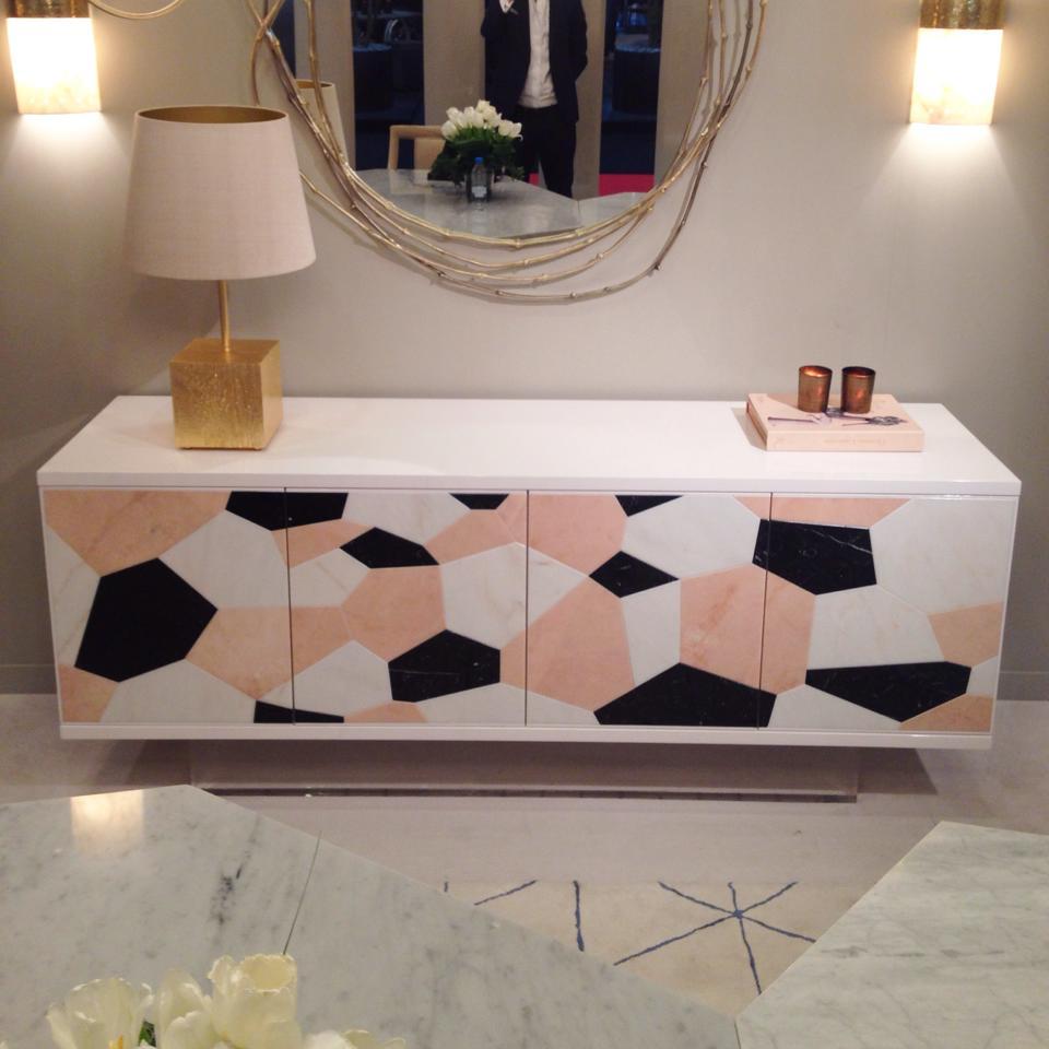  Sideboard With Doors Covered In Marble   In New Condition For Sale In New York, NY