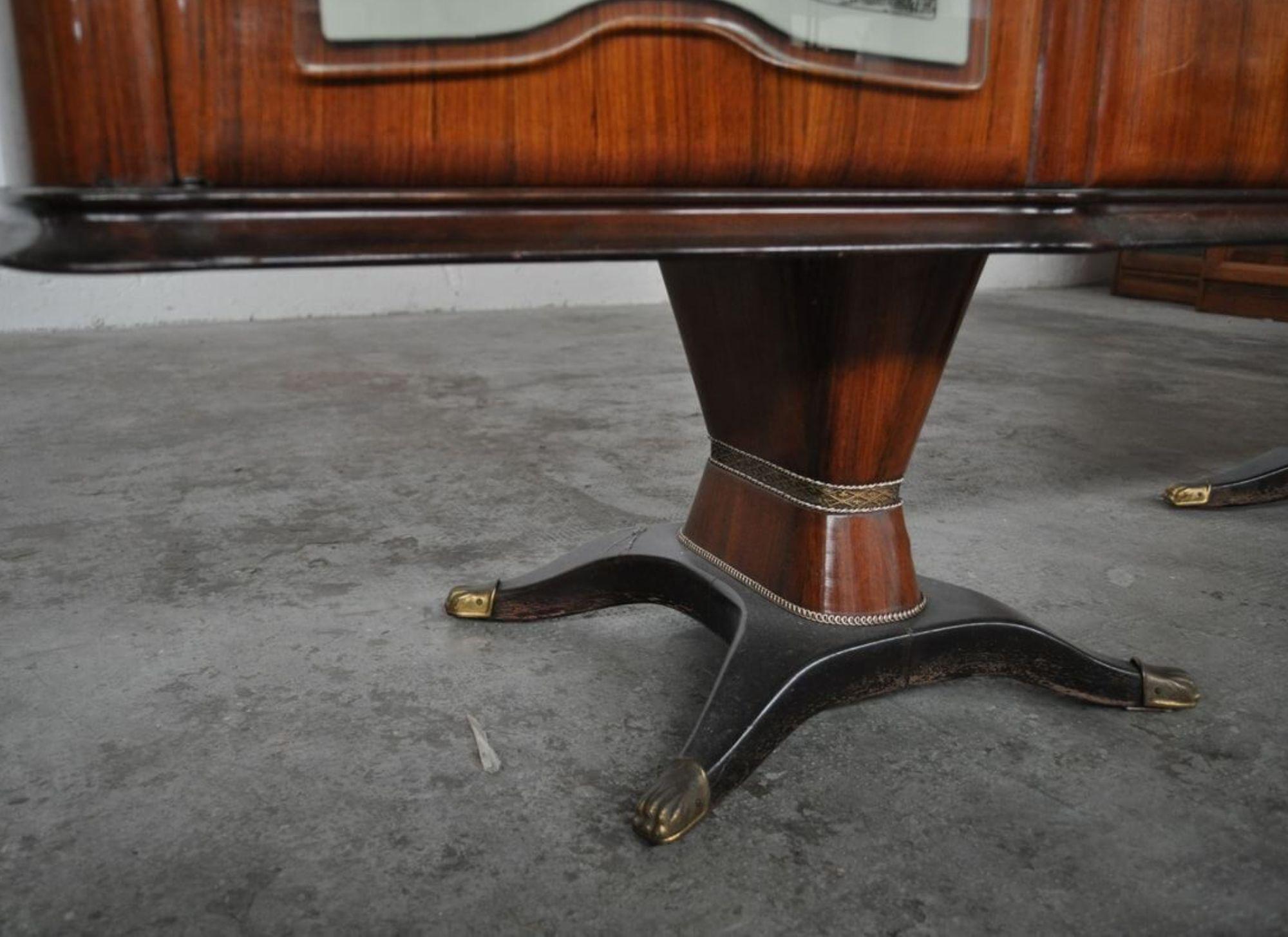 Sideboard with Drawers in Mahogany, Pearwood, Brass and Glass with Allegorical D in vendita 4