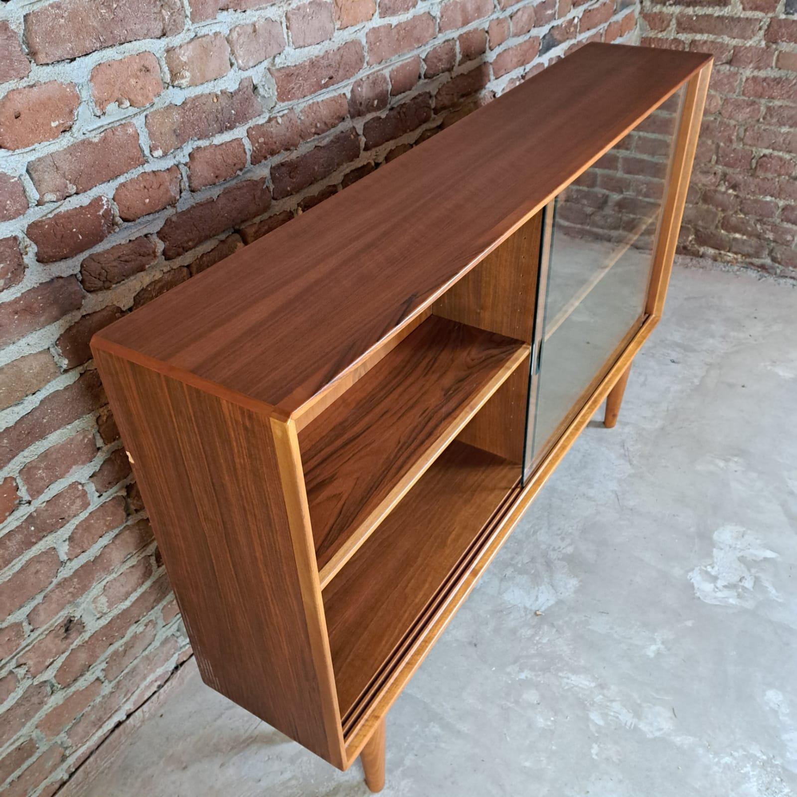 Danish Sideboard with Glass Sliding Doors, Denmark, 1960
