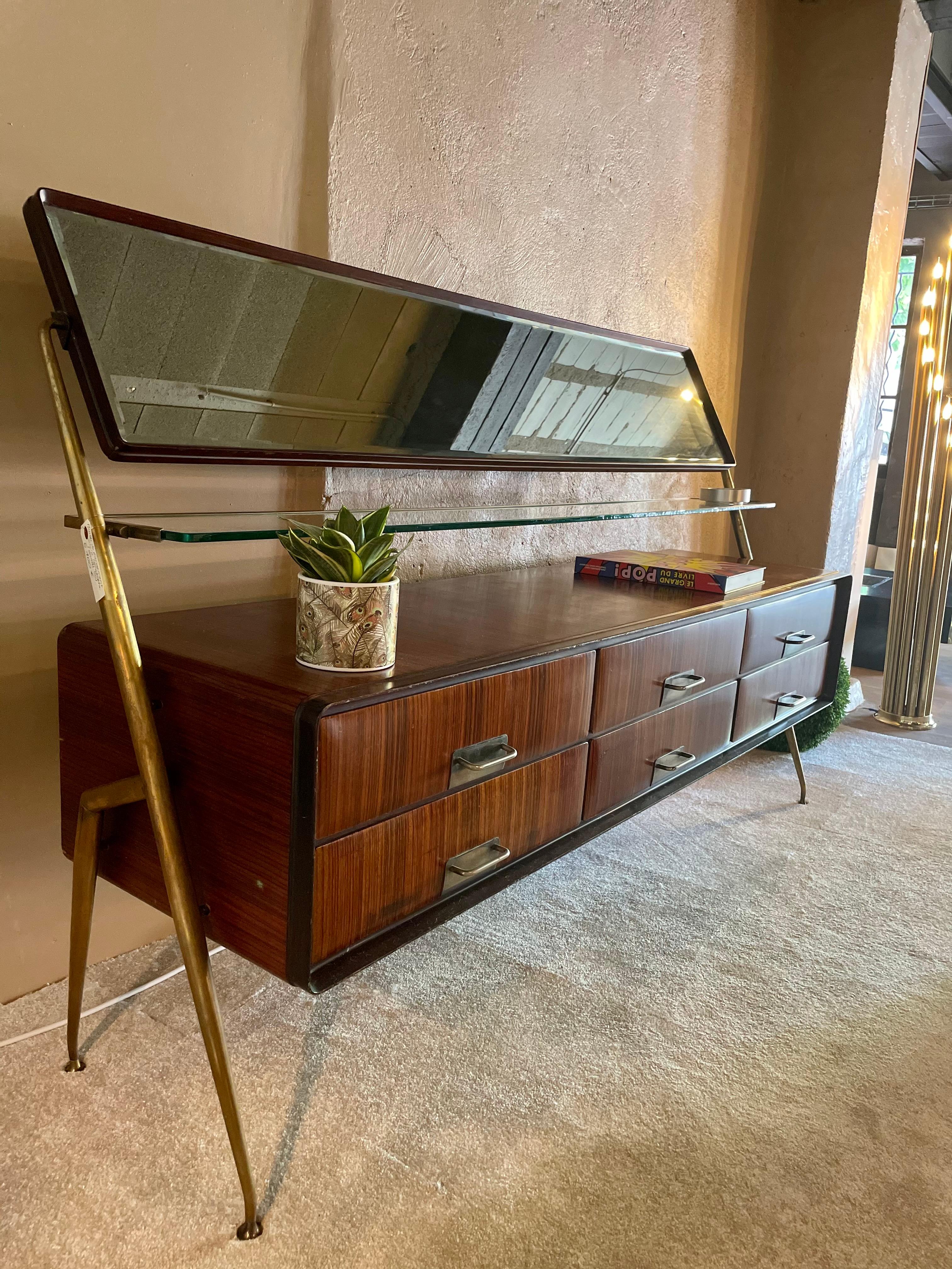 Sideboard with Mirror by Silvio Cavatorta, 1950, Italy In Excellent Condition In L'Isle sur la Sorgue, FR