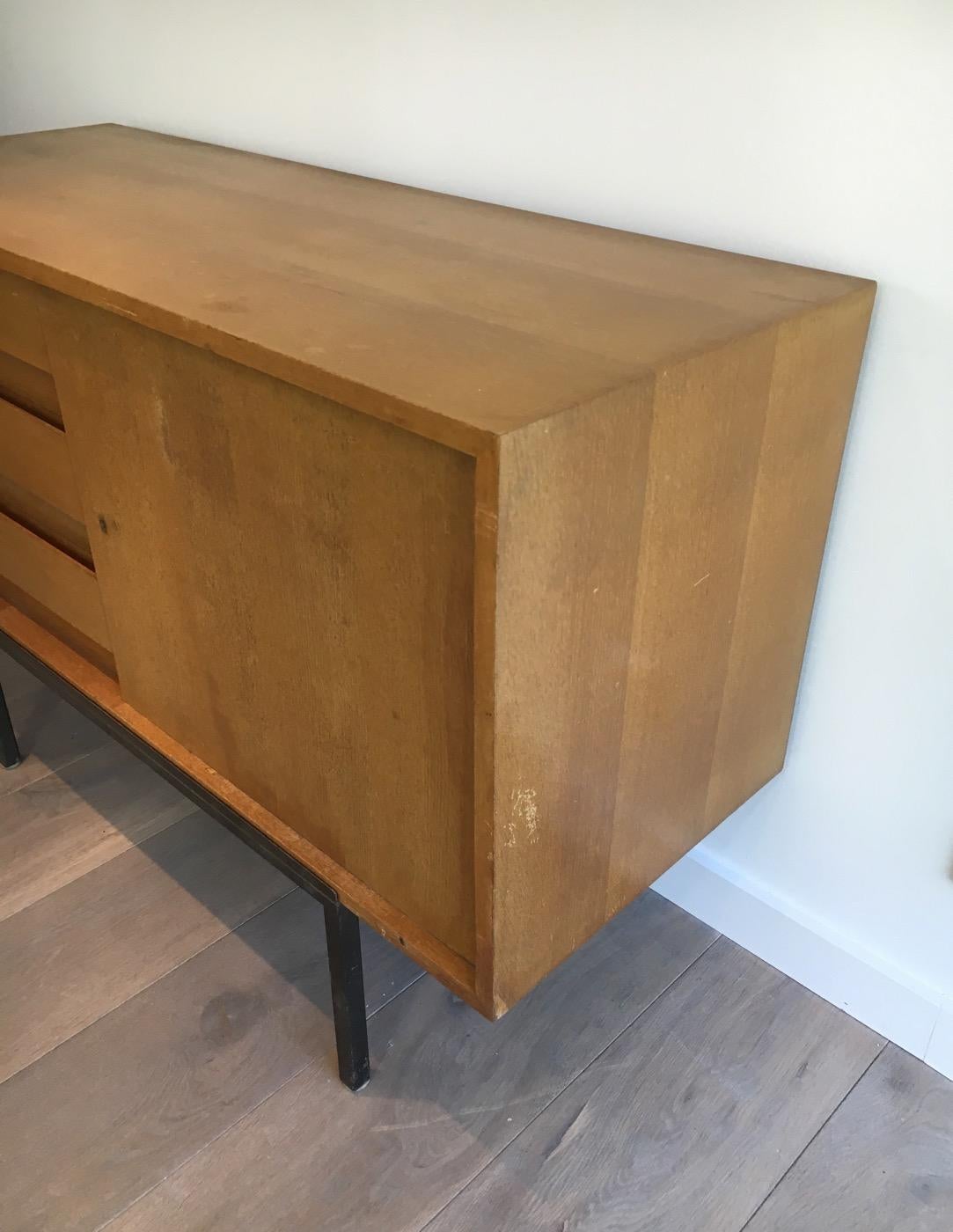 Sideboard with One Door and 3 Drawers on a Modernist Steel Base 1