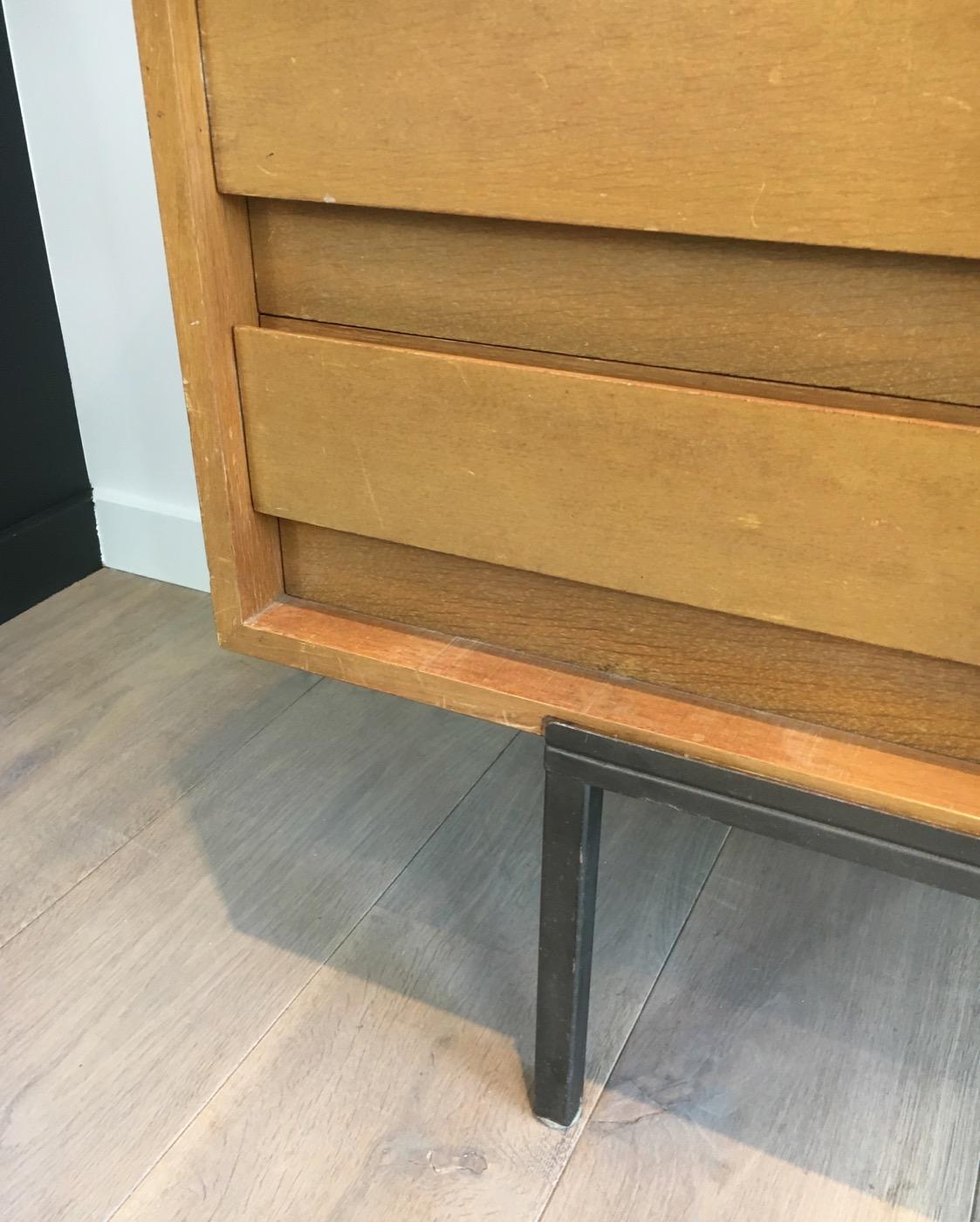 Sideboard with One Door and 3 Drawers on a Modernist Steel Base 2