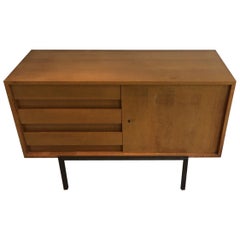 Sideboard with One Door and 3 Drawers on a Modernist Steel Base