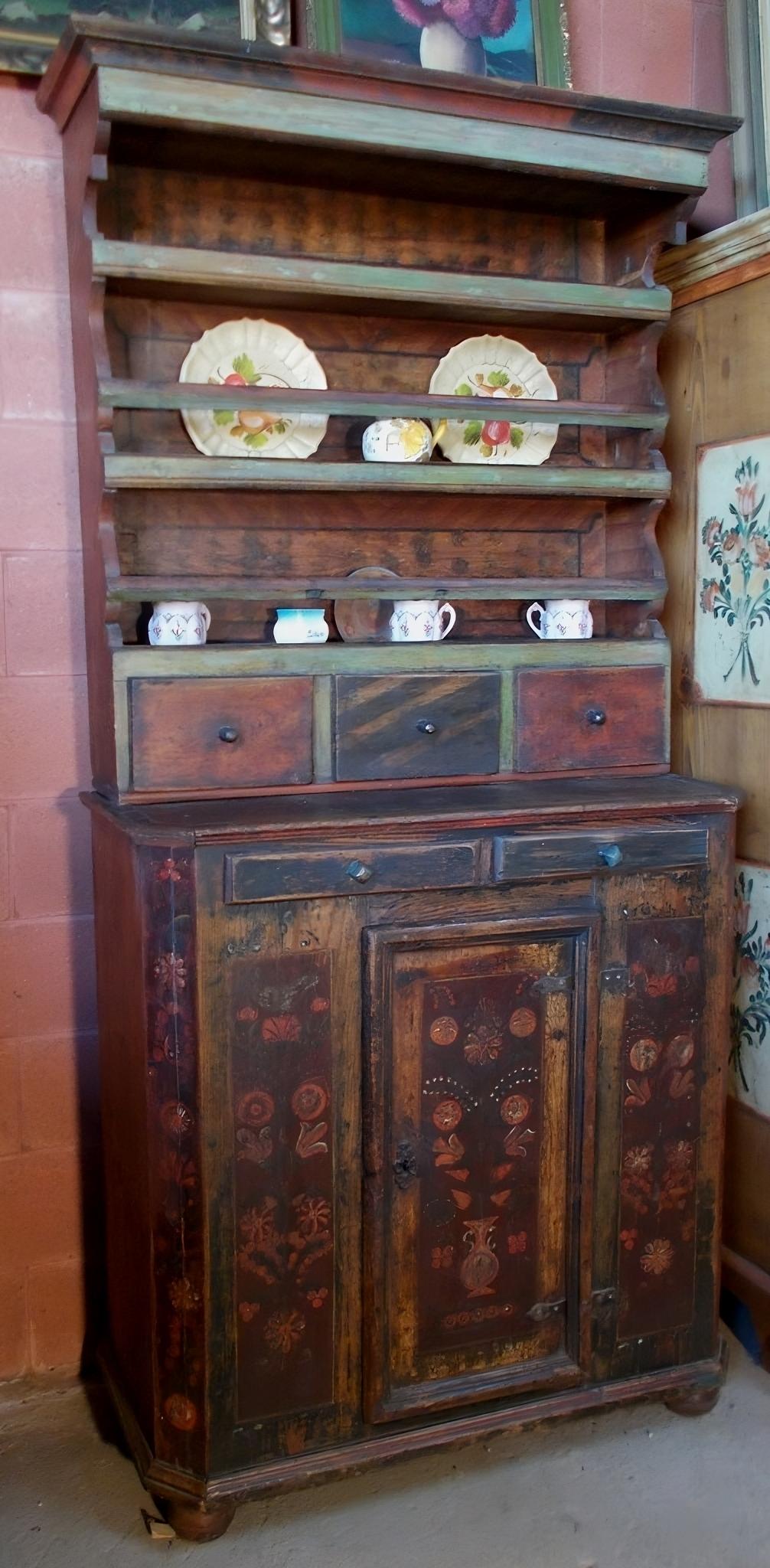 Italian Sideboard with Painted Fir Plate Rack