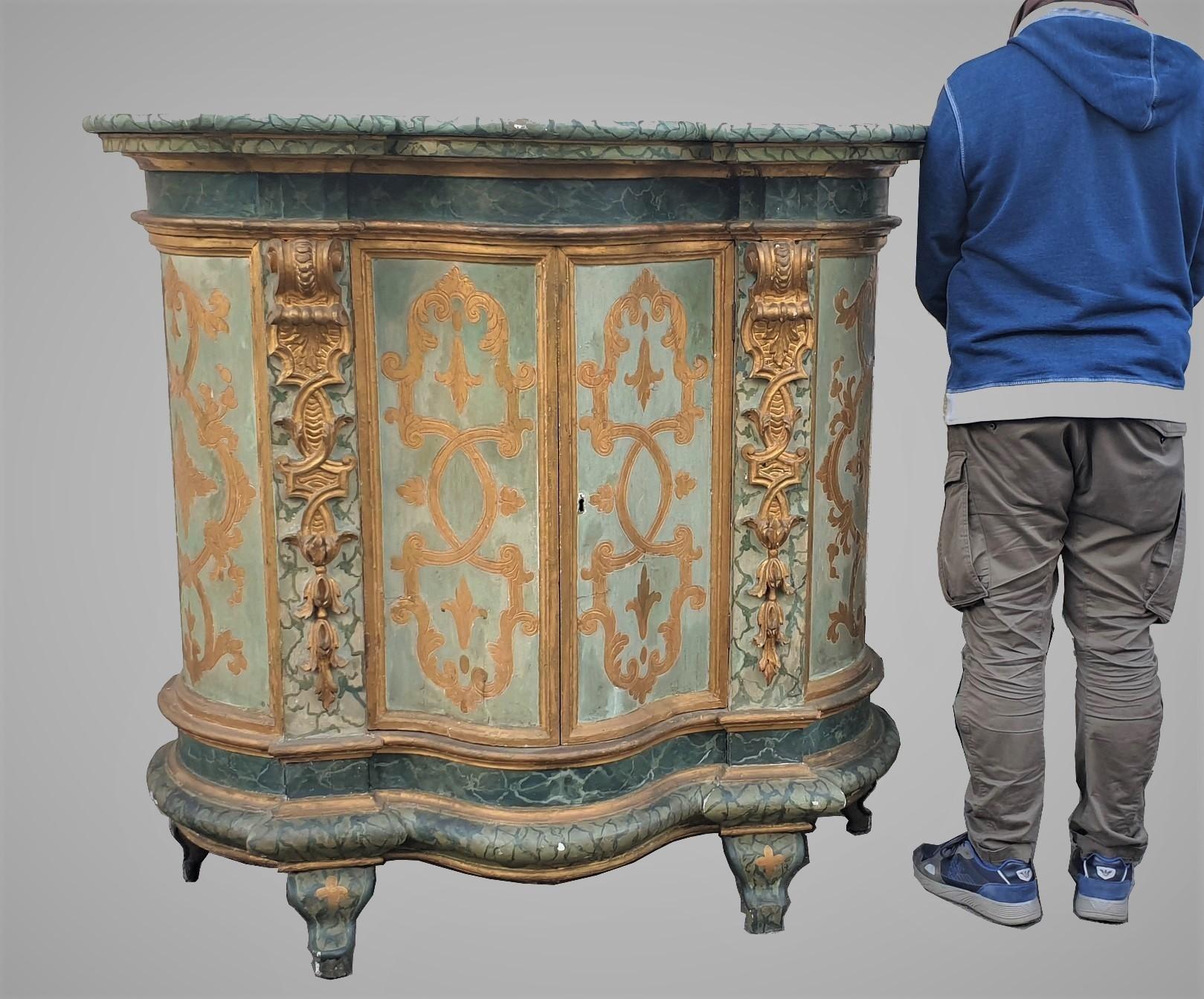 Sideboard With Painted Support Height, Italy, XIXth Century For Sale 1