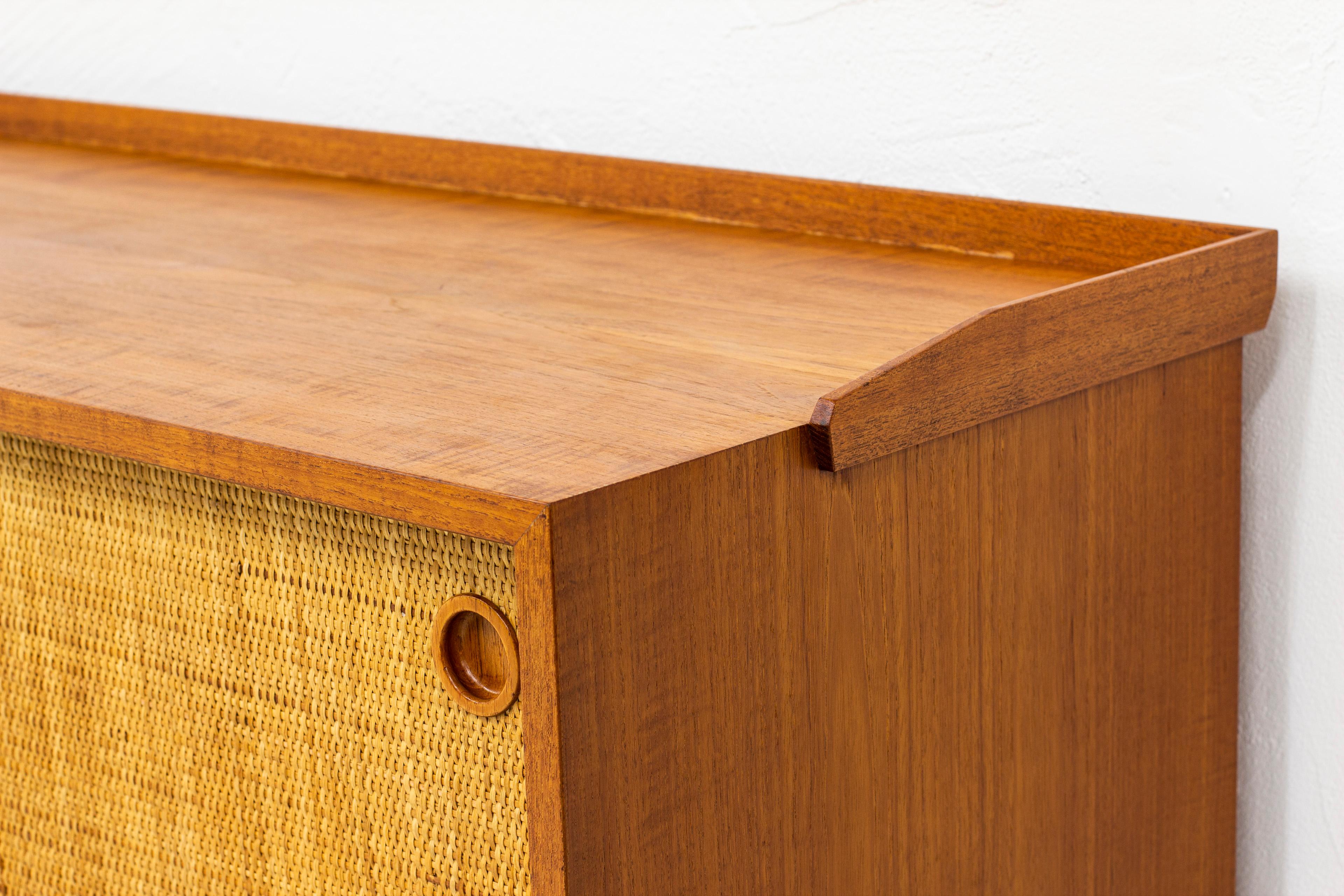 Mid-20th Century Sideboard with Rattan or Cane Doors and Teak Made in Sweden, 1950s