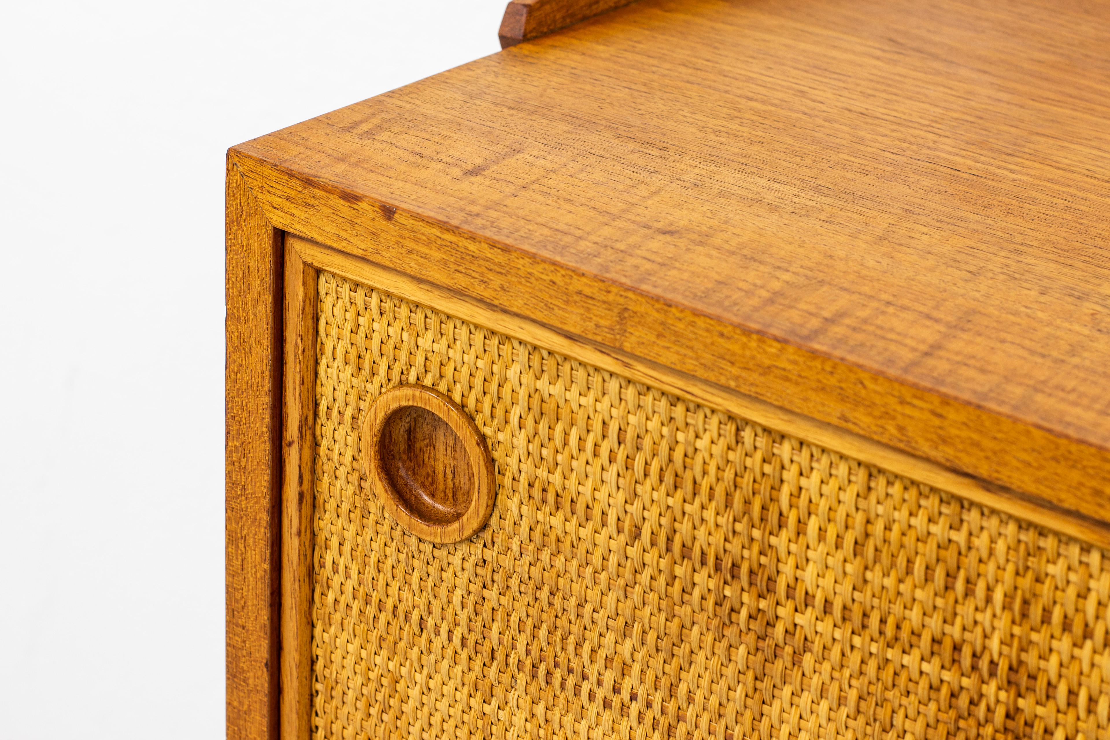 Sideboard with Rattan or Cane Doors and Teak Made in Sweden, 1950s 1