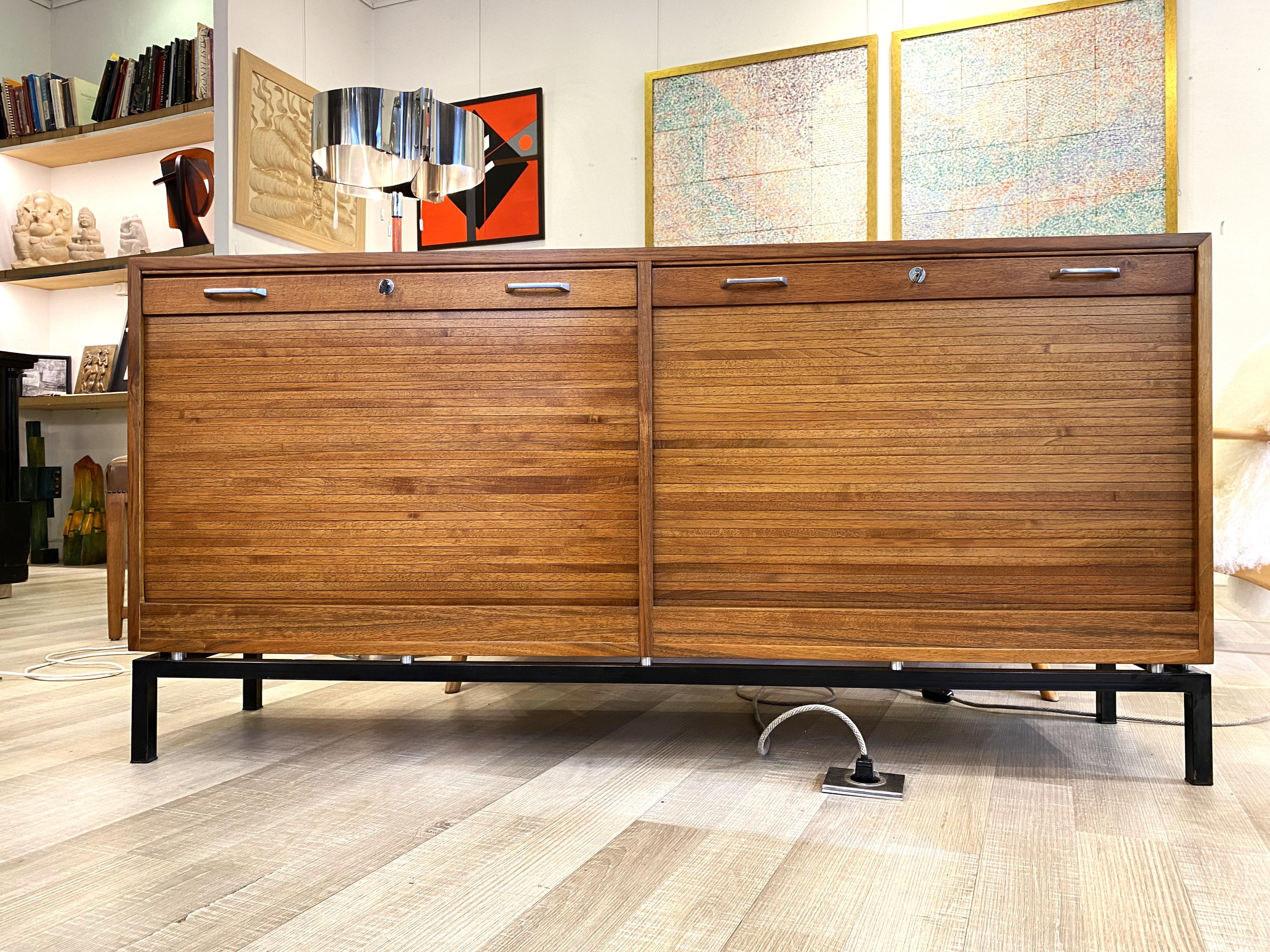 Mid-Century Modern Sideboard with Roller Shutter Doors For Sale
